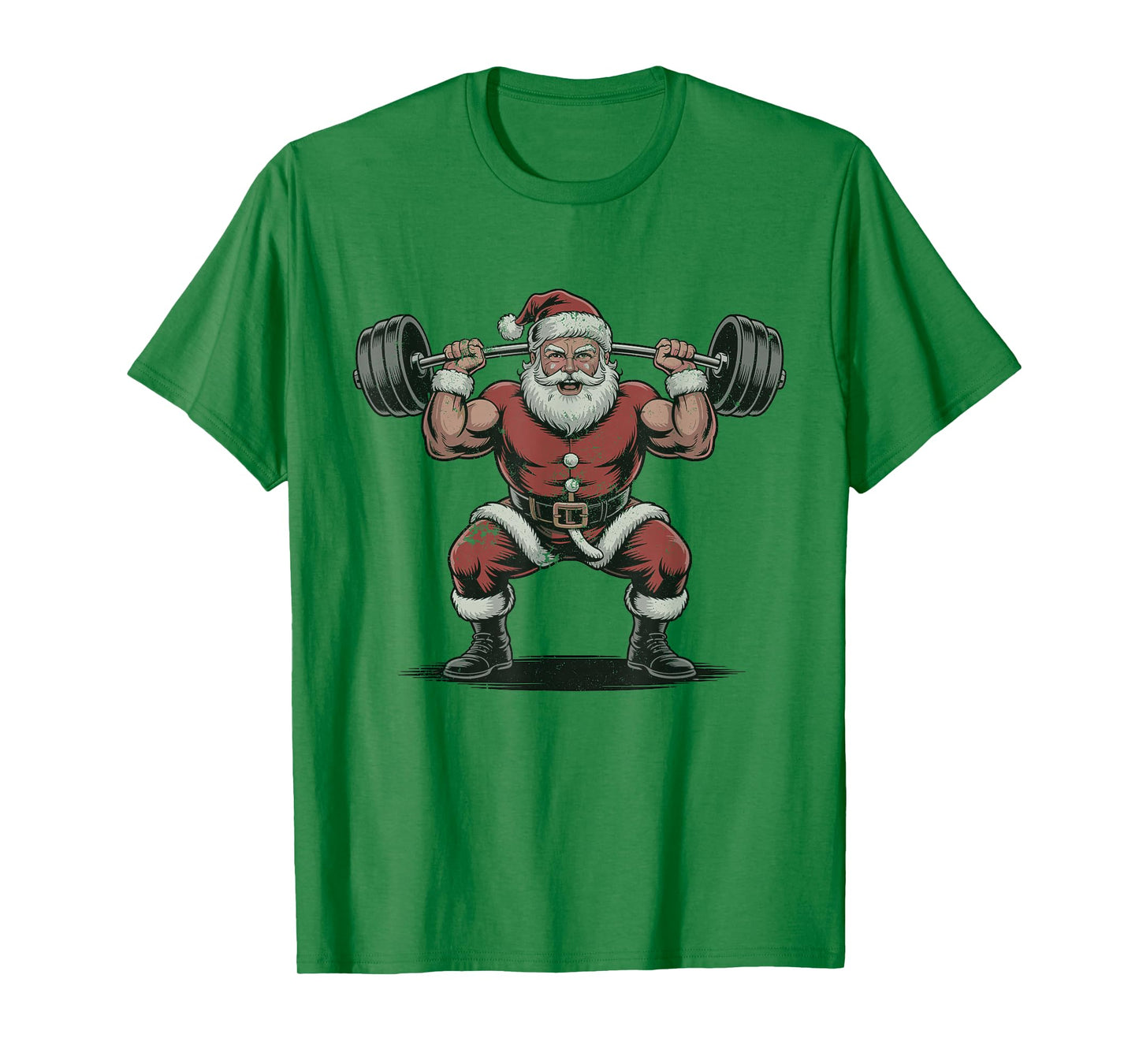 Santa Weightlifting Retro Vintage 90s Christmas Holiday T-Shirt