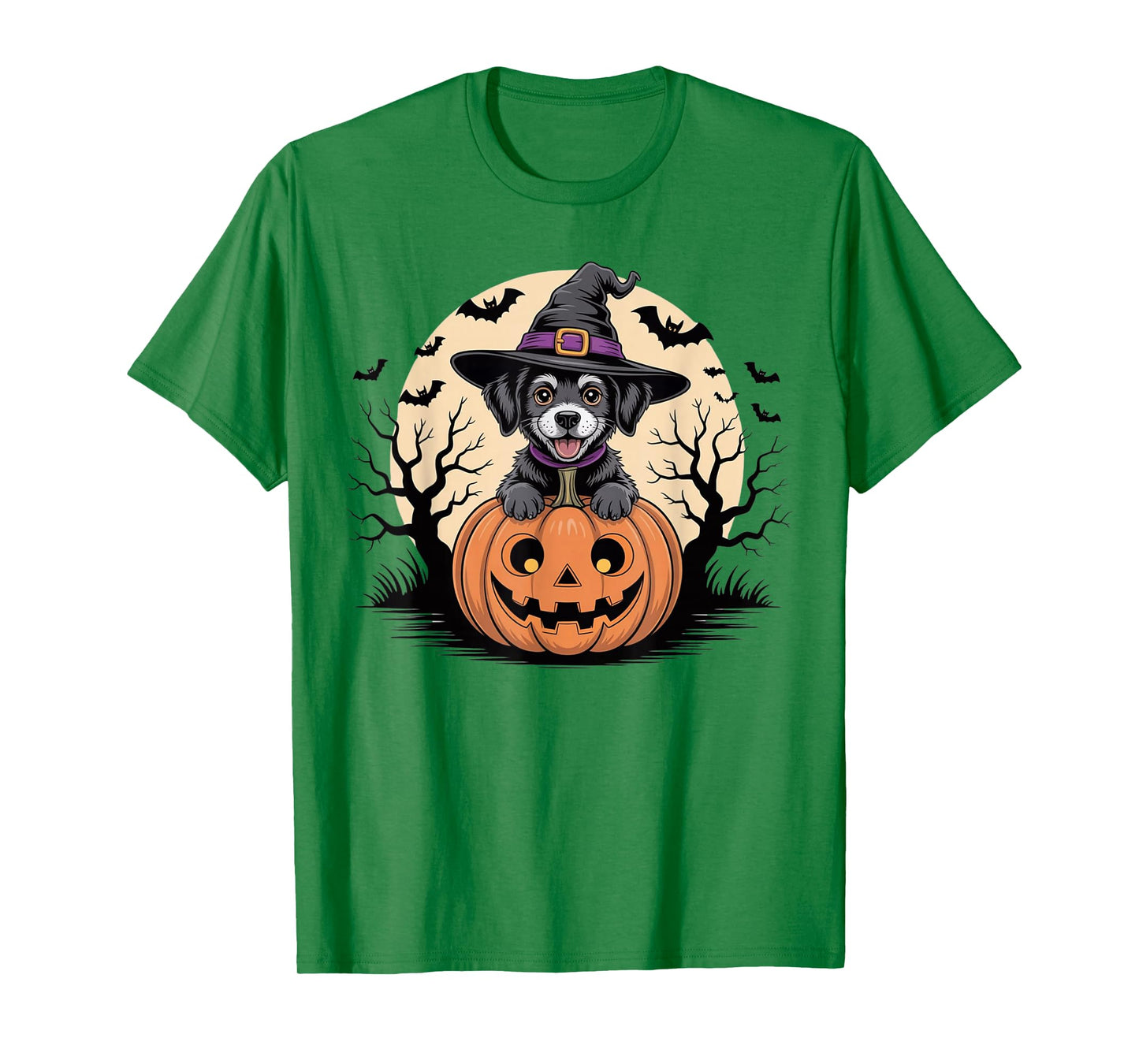Spooky Black Labrador Retriever Witch Hat Pumpkin Halloween T-Shirt