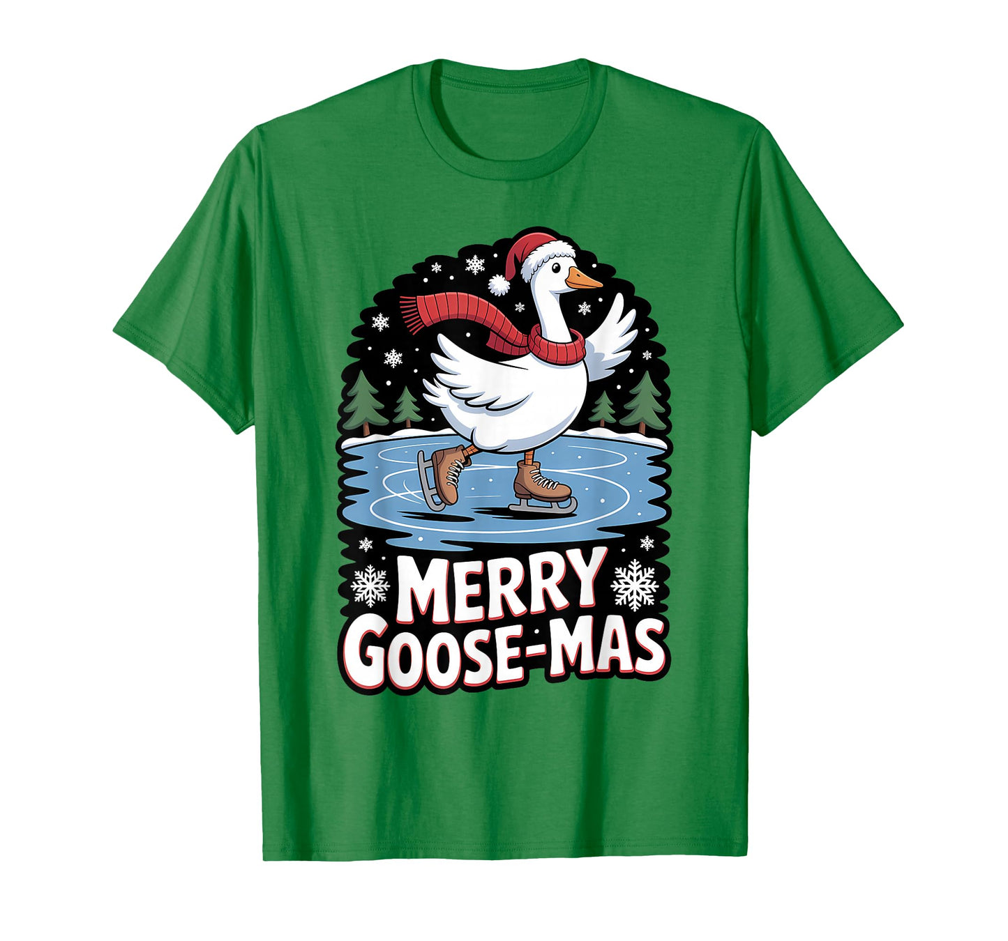 Merry Goose-mas Ice Skating Funny Goose Christmas T-Shirt