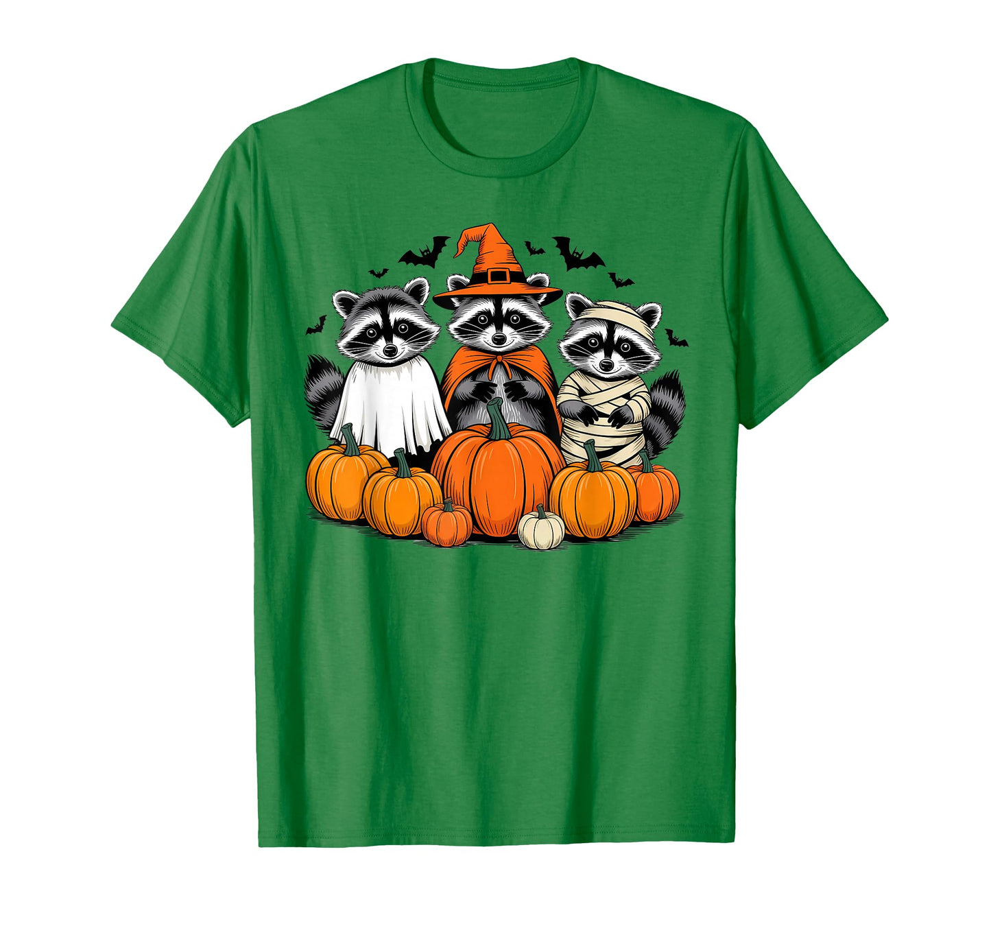 Spooky and Feral Halloween Witch Raccon Ghost Mummy Costume T-Shirt