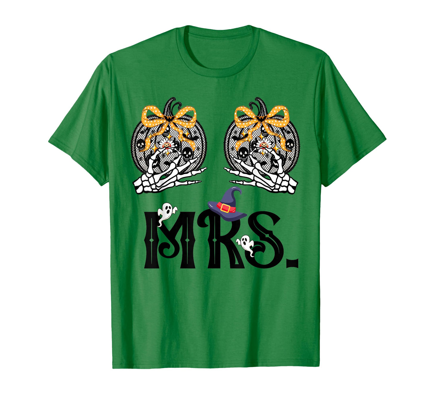 Mr Mrs Couple Skeleton Her Pumpkins His Broomstick Halloween T-Shirt