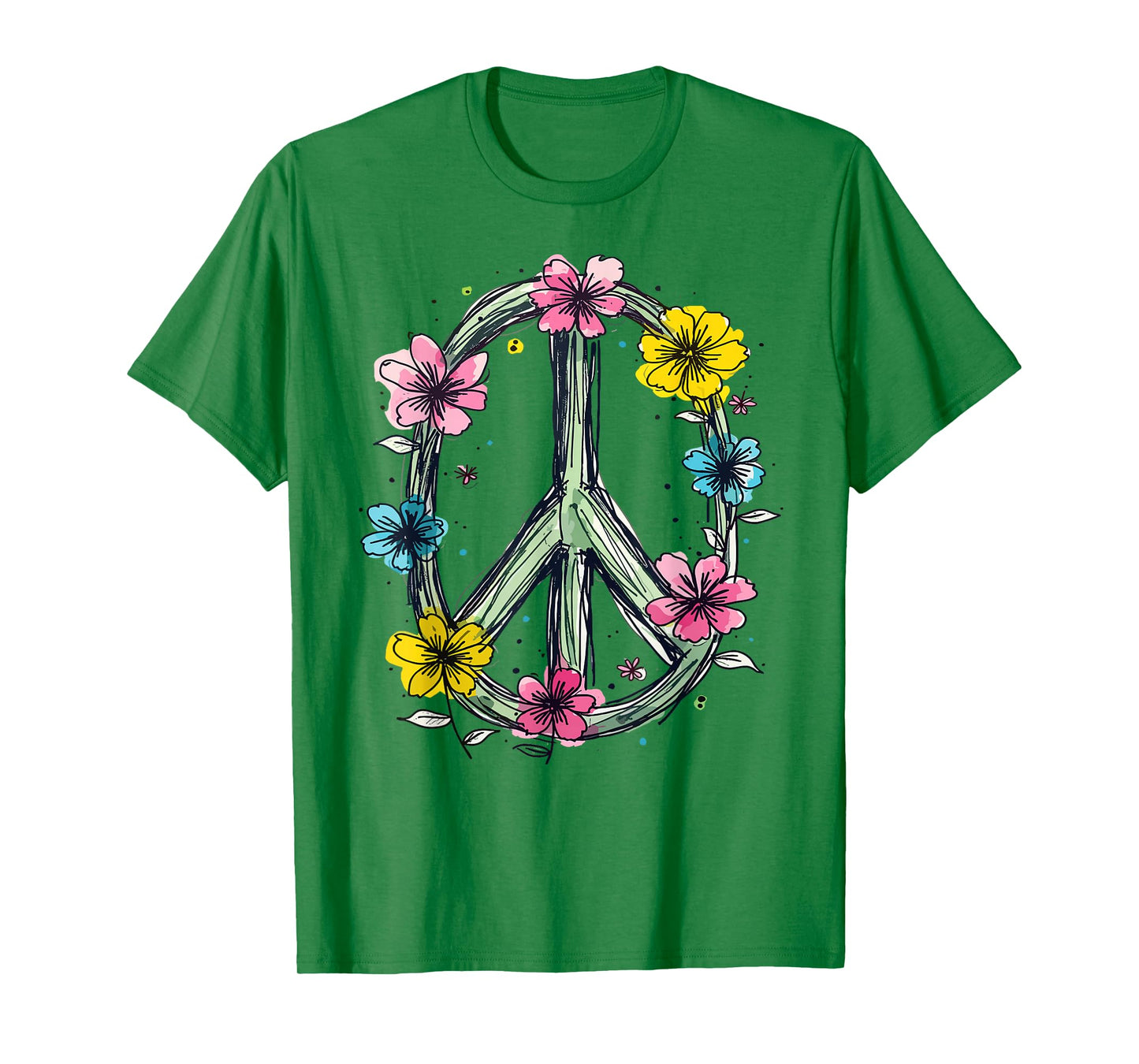 Flower Power, Peace Sign, Women, Flowers, Love Peace Hippie T-Shirt
