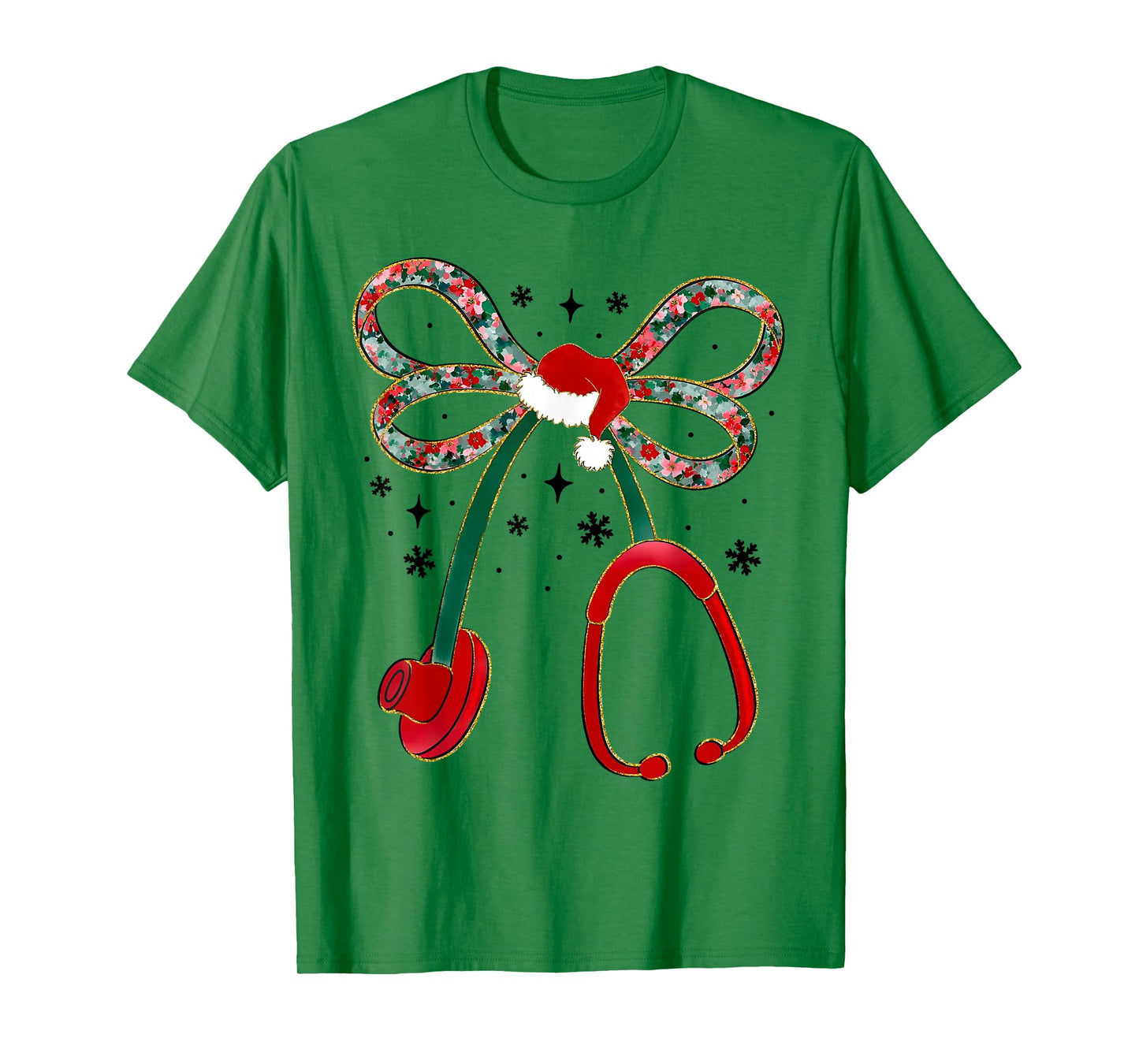 Nurse Christmas Stethoscope Coquette Bow Pajamas Holiday T-Shirt