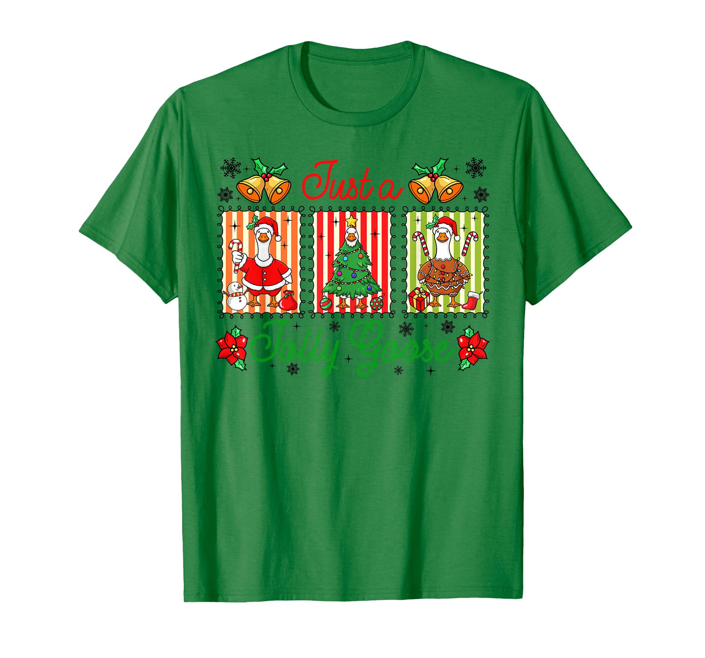Just A Jolly Goose Preppy Coquette Christmas Goose Costume T-Shirt