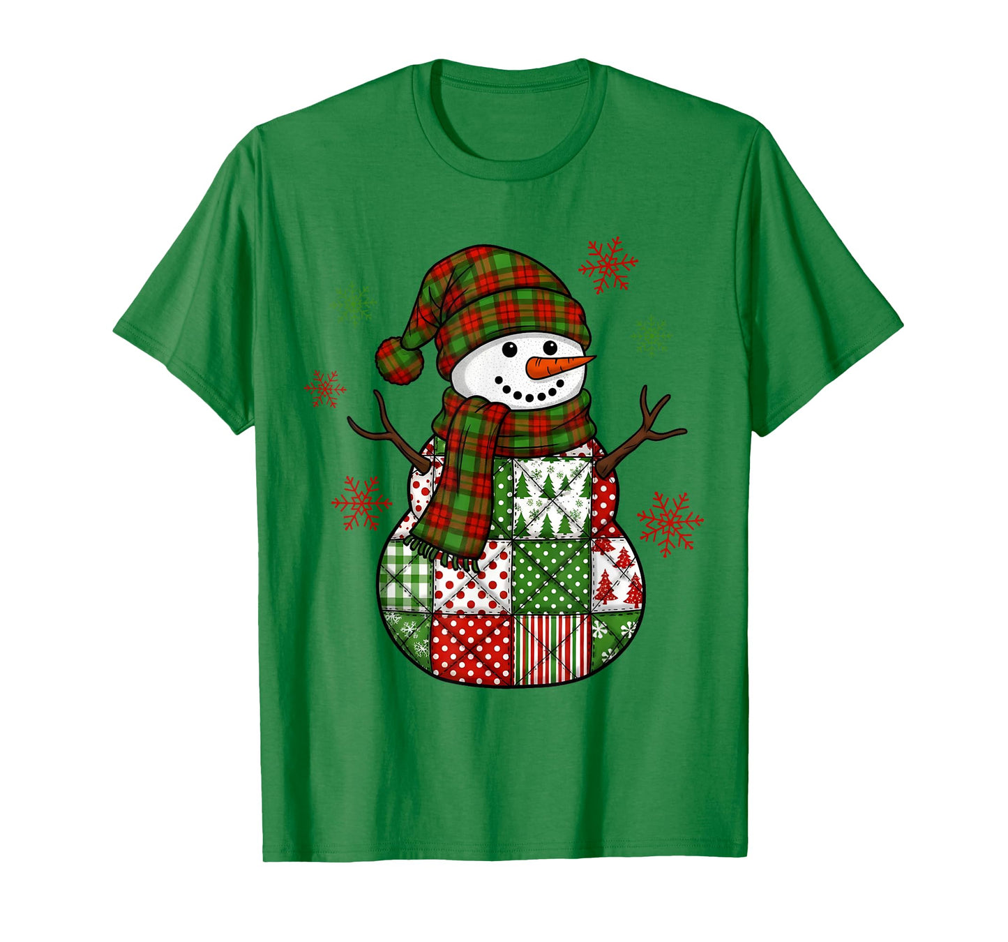 Patchwork Snowman Retro Funny Christmas Xmas Snowman Holiday T-Shirt