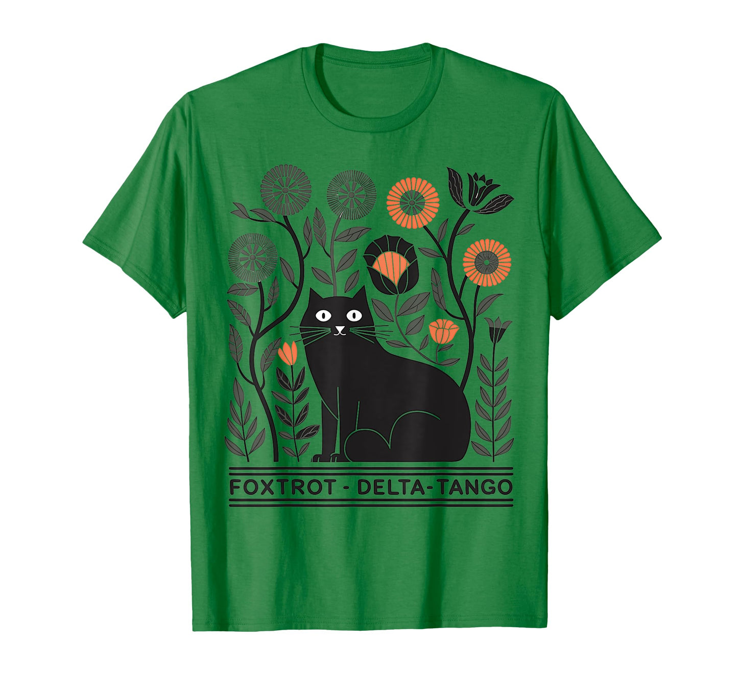 Retro Foxtrots Deltas Tangos Flower Art Cat in Flowers Men Women T-Shirt