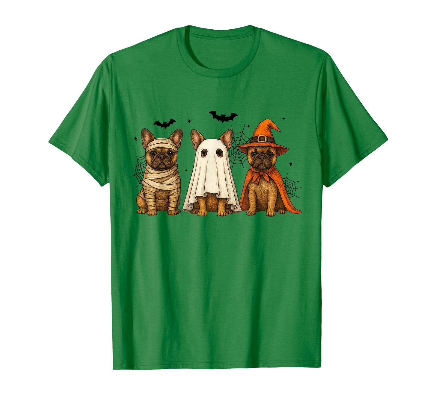 Cute French Bulldogs Halloween Men Women Kids Funny Dog T-Shirt