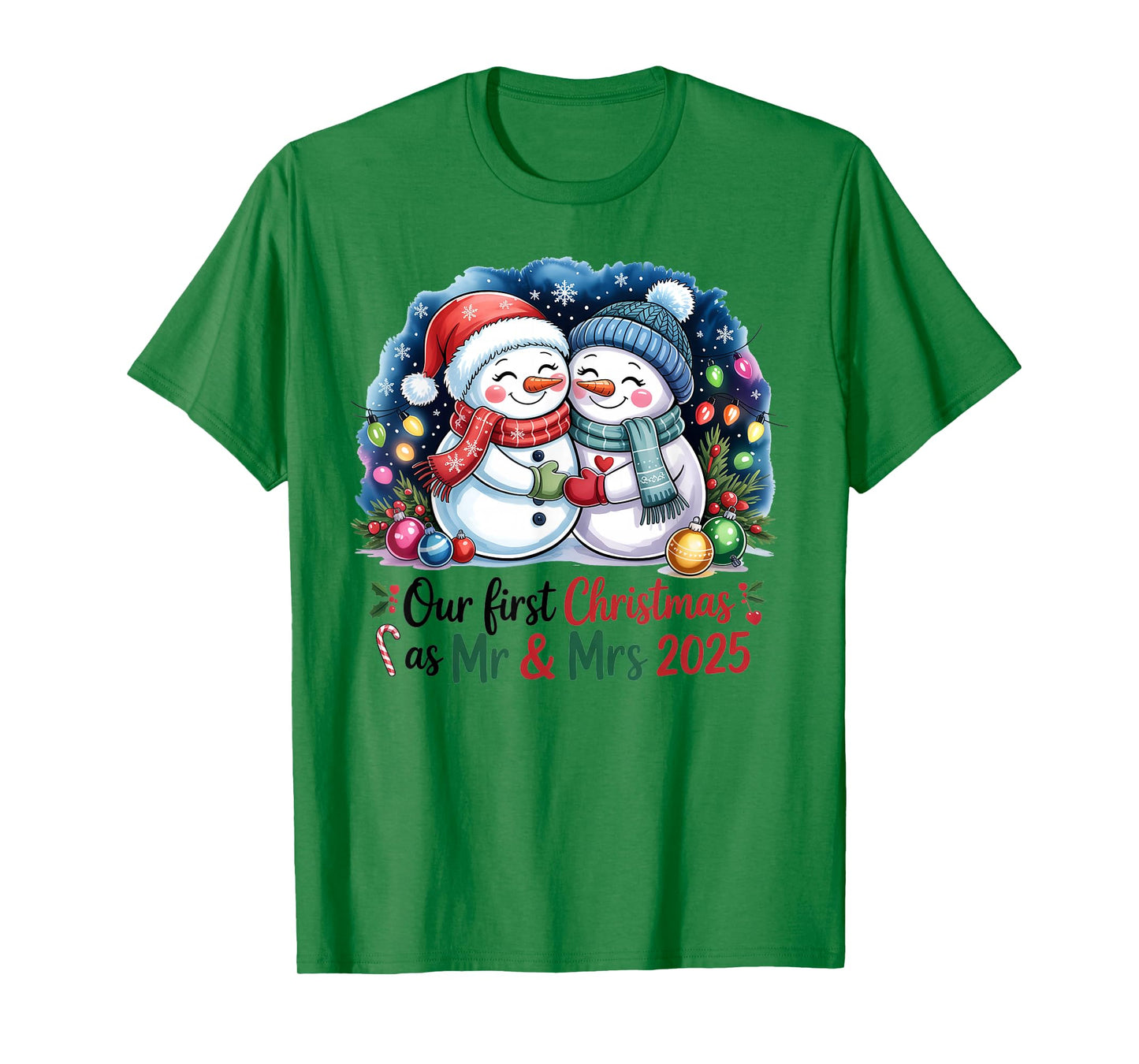 Our First Christmas as Mr & Mrs 2025 Couple Matching Pajamas T-Shirt