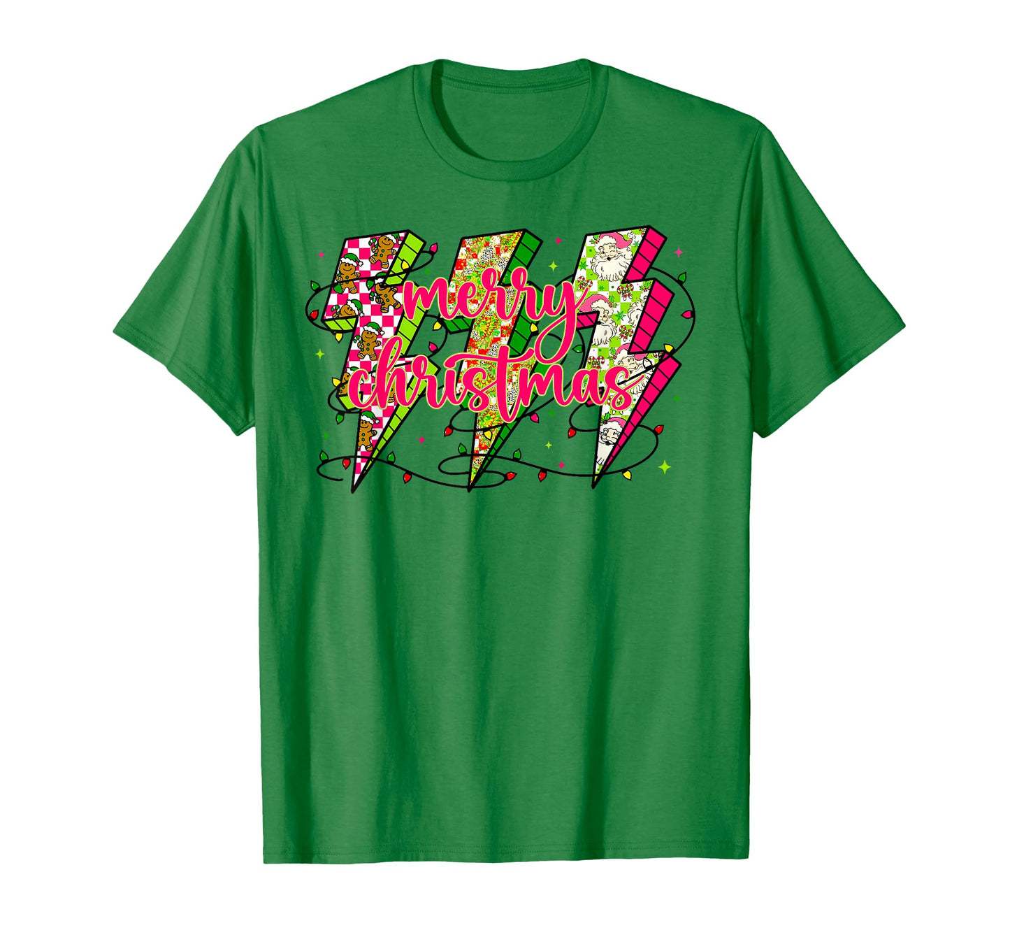 Lightning Merry Christmas Xmas Lights Family Pajamas Holiday T-Shirt