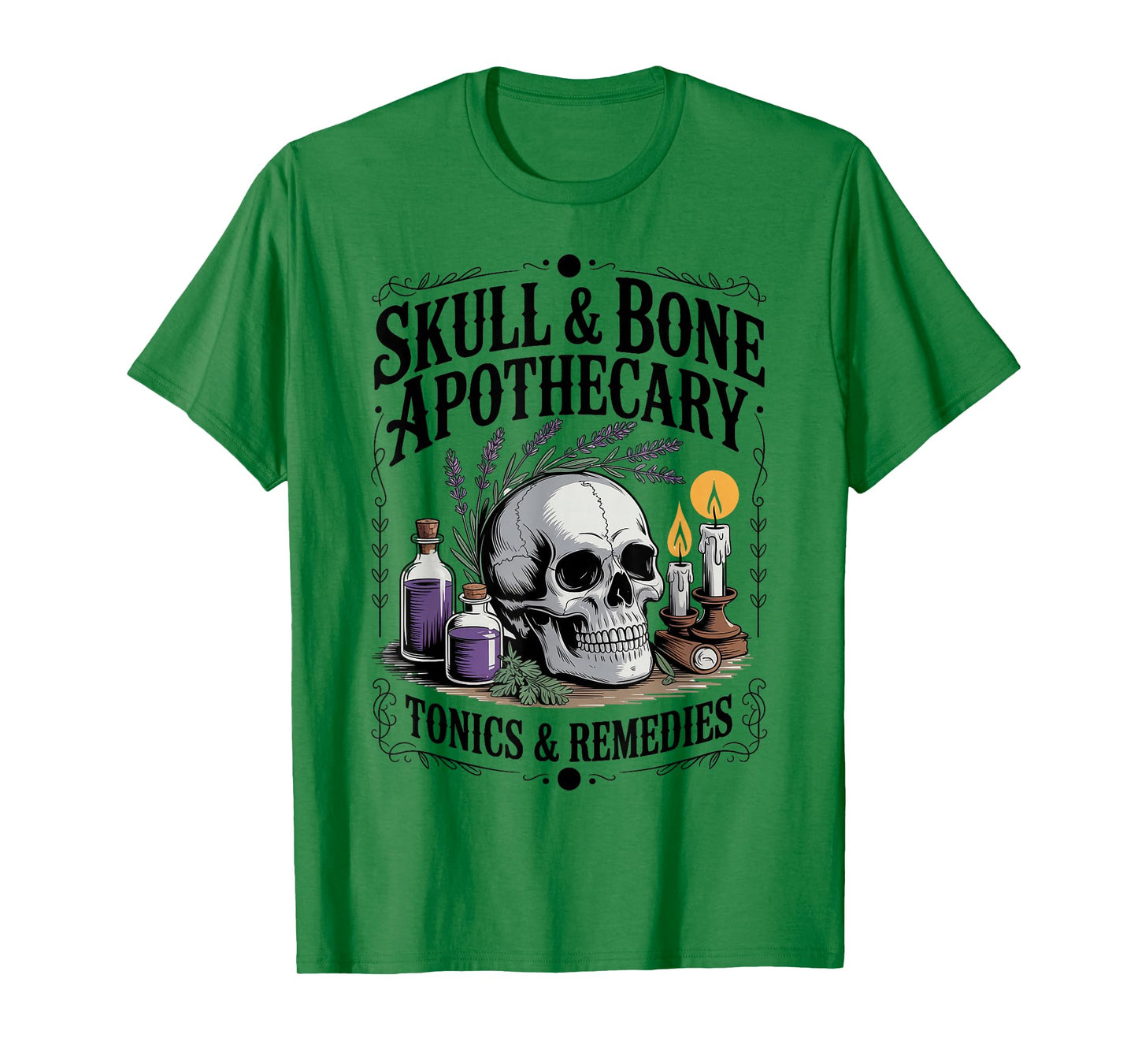 Skull and Bone Apothecary Tonics and Remedies Occult Witch T-Shirt