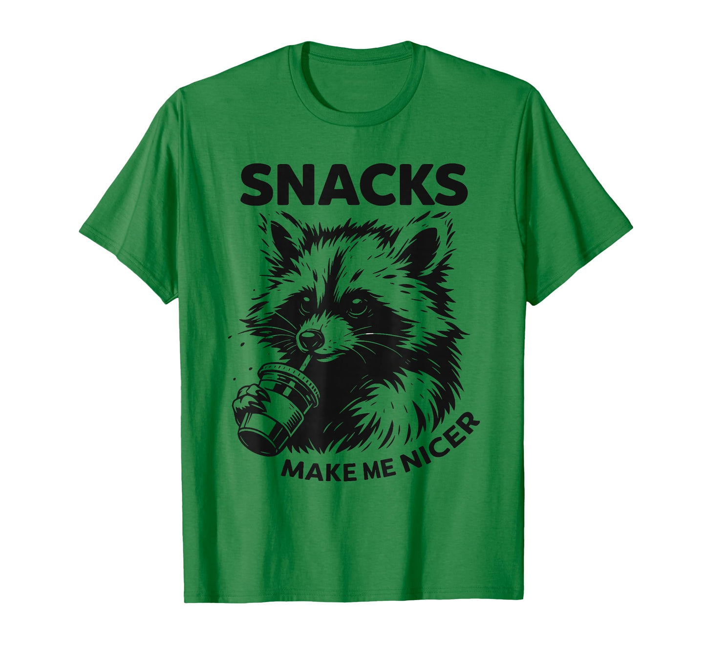 Funny Raccoon Snacks Make Me Nicer Cute Animal Vintage Snack T-Shirt