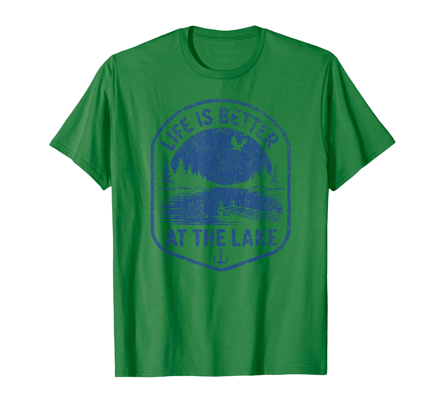 LIFE IS BETTER AT THE LAKE Vintage Distressed Fishing Nature T-Shirt