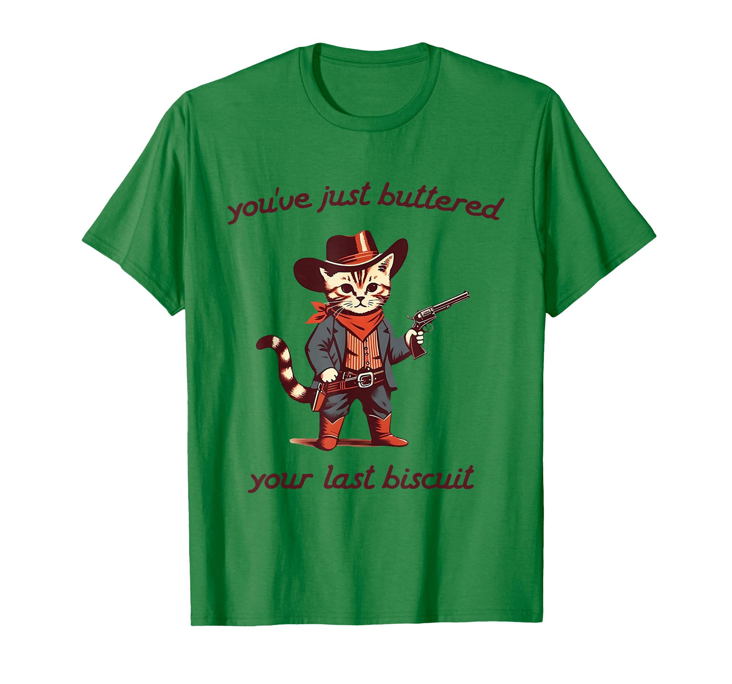 You've Just Buttered Your Last Biscuit Cowboy Cat Vintage T-Shirt