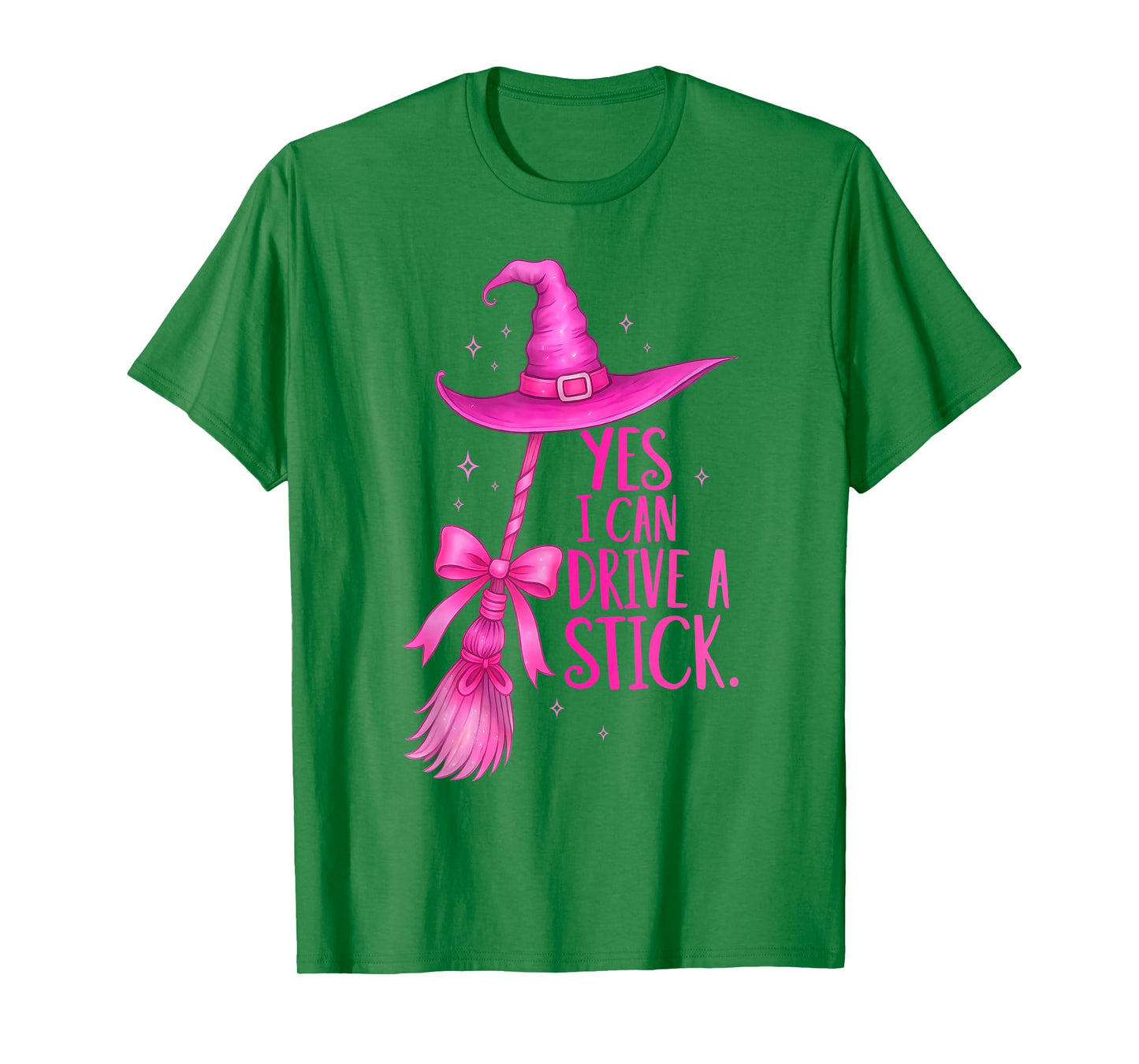 Yes I Can Drive A Stick Funny Halloween Witch Spooky Girls T-Shirt