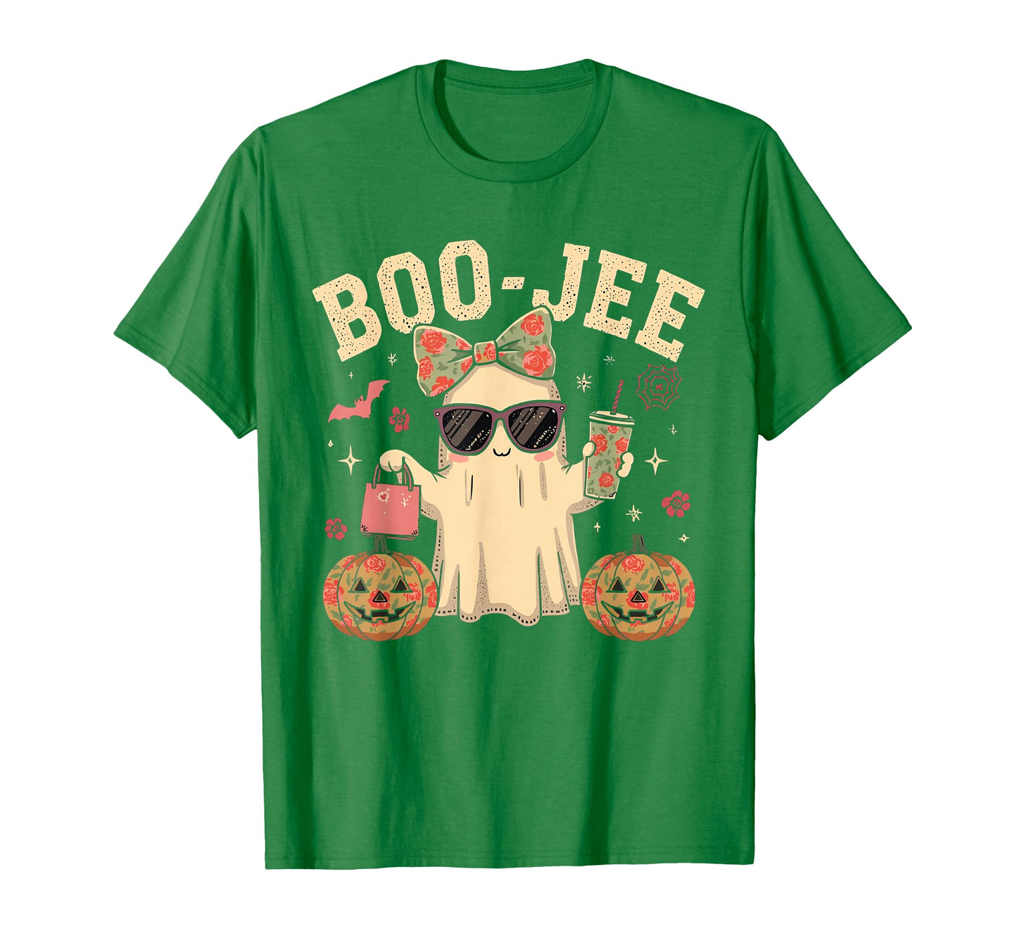 Coquette Leopard Ghost Coffee Boo-JEE Halloween Boujee Ghost T-Shirt