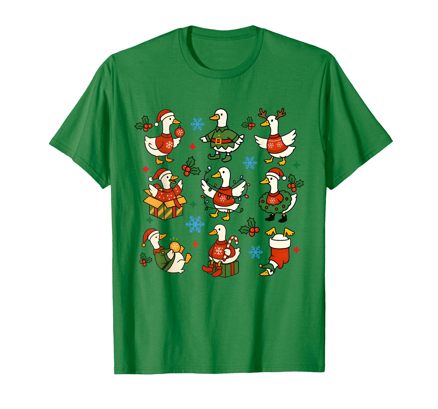 Retro Silly Goose Santa Christmas Cute Merry Goosemas Xmas T-Shirt