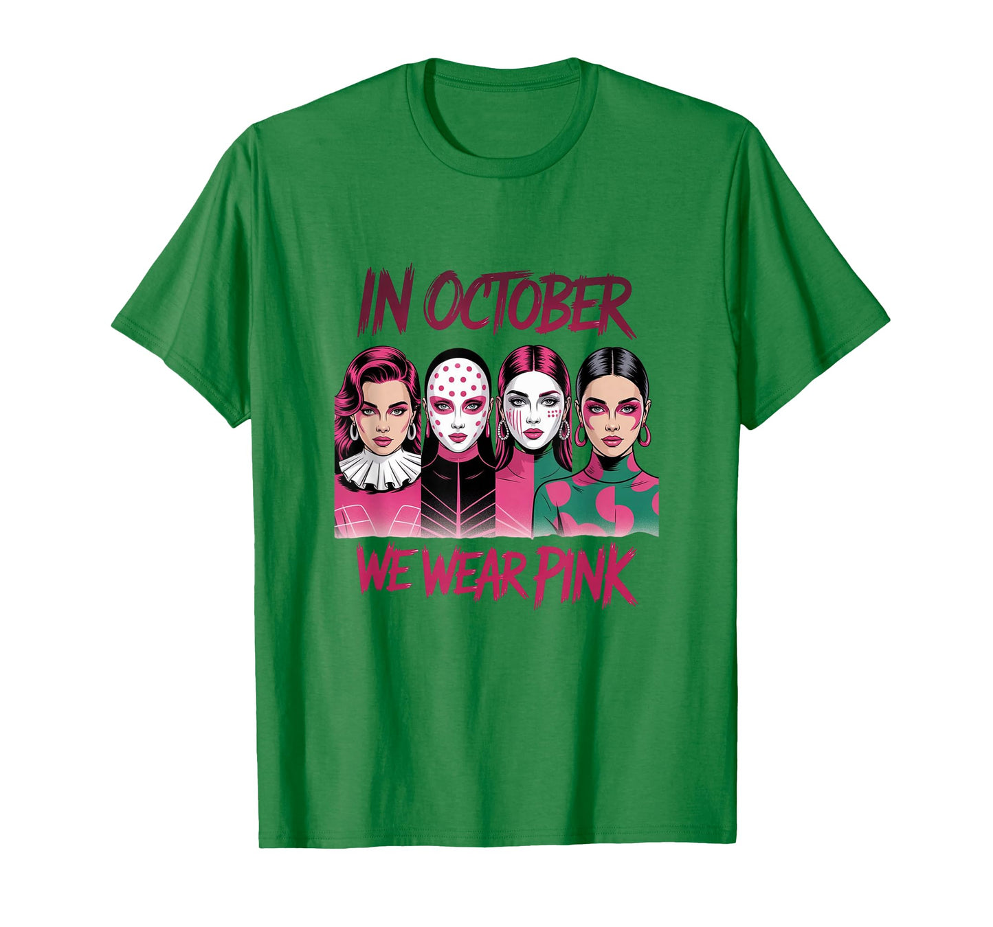 in October We Wear Pink - Witch & Ghost Halloween Apparel T-Shirt