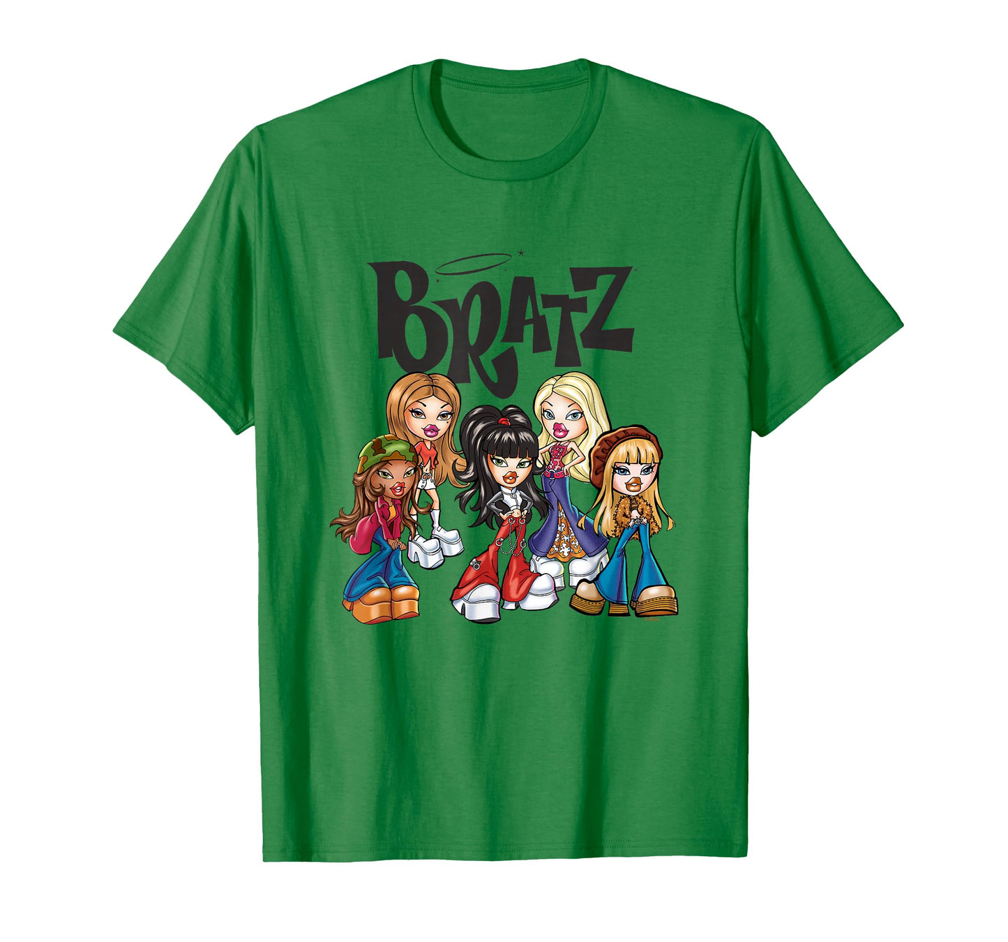 Bratz Dolls Vintage Style Group Shot Big Chest Poster T-Shirt
