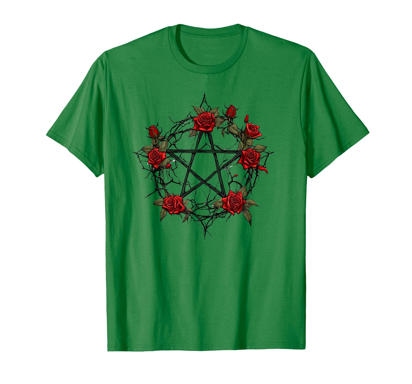 Pentagram with 5 Elements with Roses Gothic Occult Pentagram T-Shirt