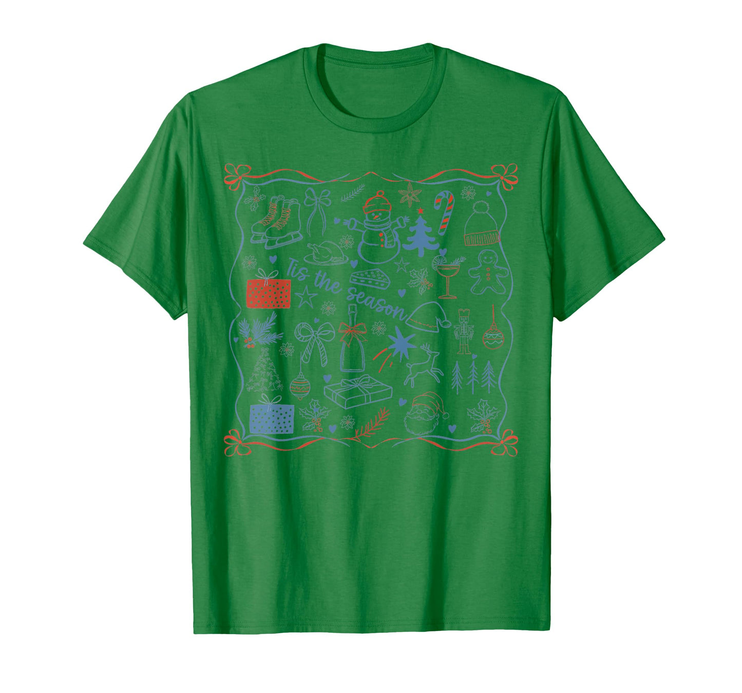 Retro Christmas Tis The Season Festive Icons Xmas Cute T-Shirt