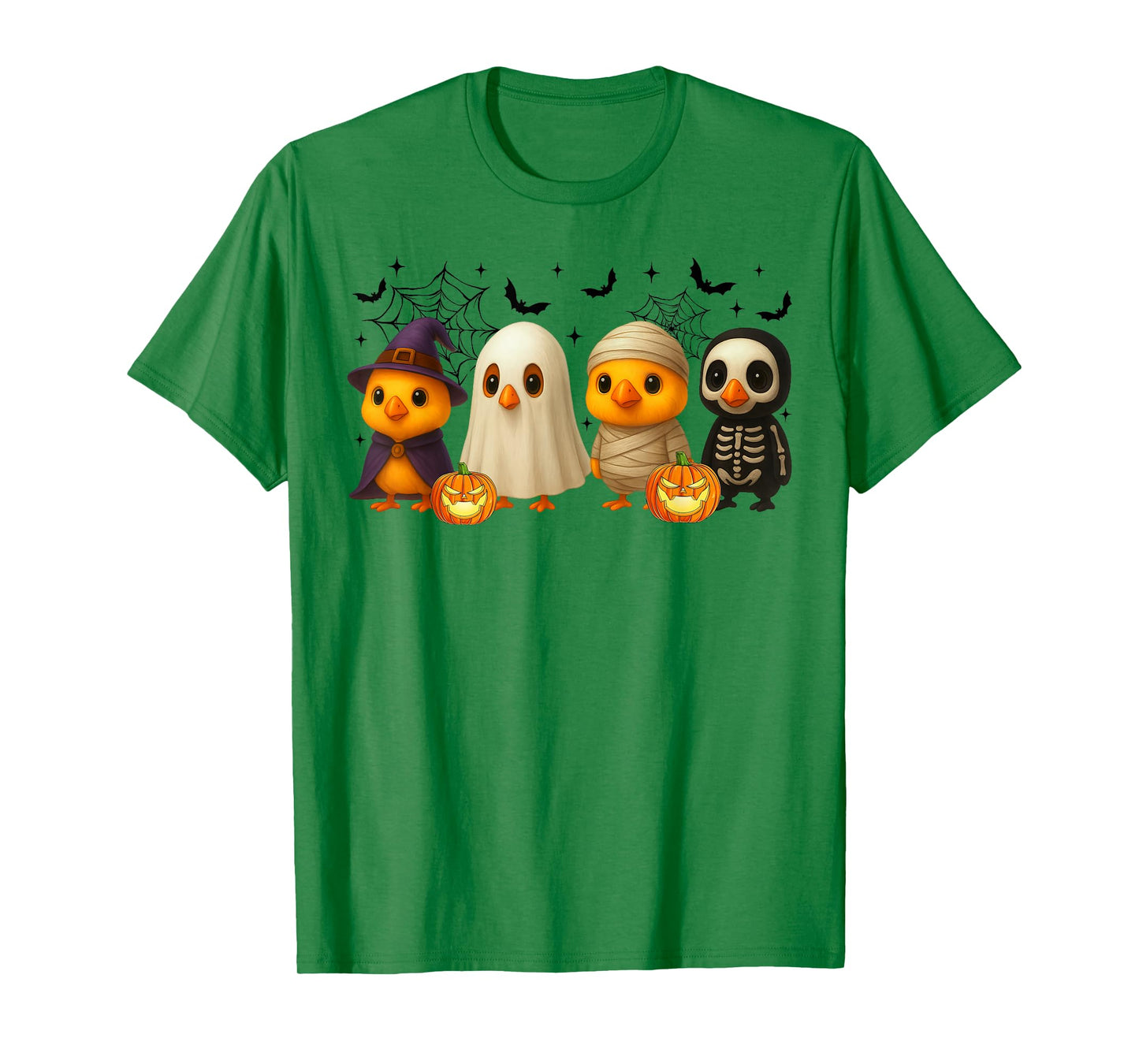 Chickens in Witch Skeleton Ghost Costume Happy Halloween Day T-Shirt