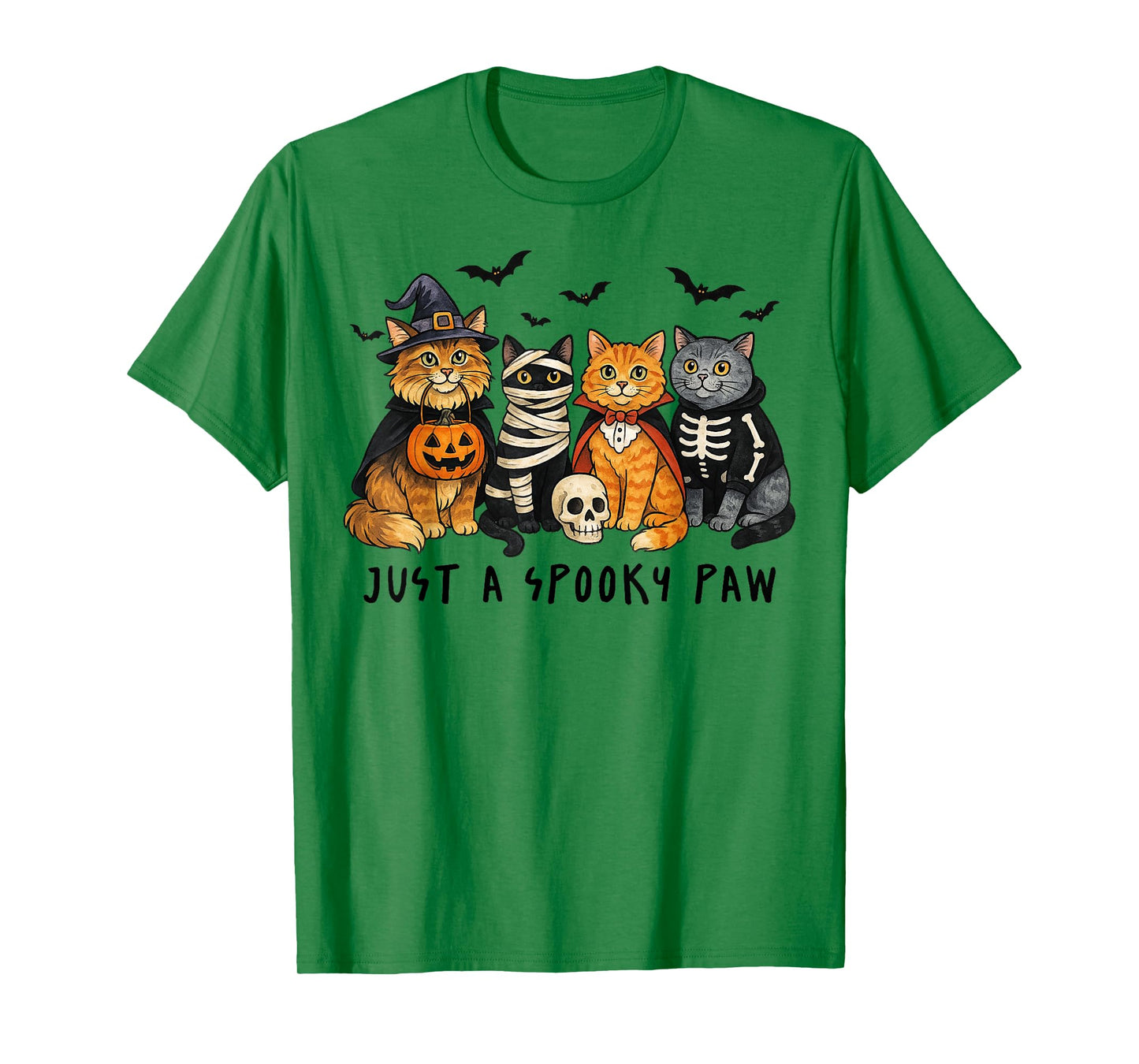 Just A Spooky Paw Funny Cat Witch Halloween Cat Lovers T-Shirt
