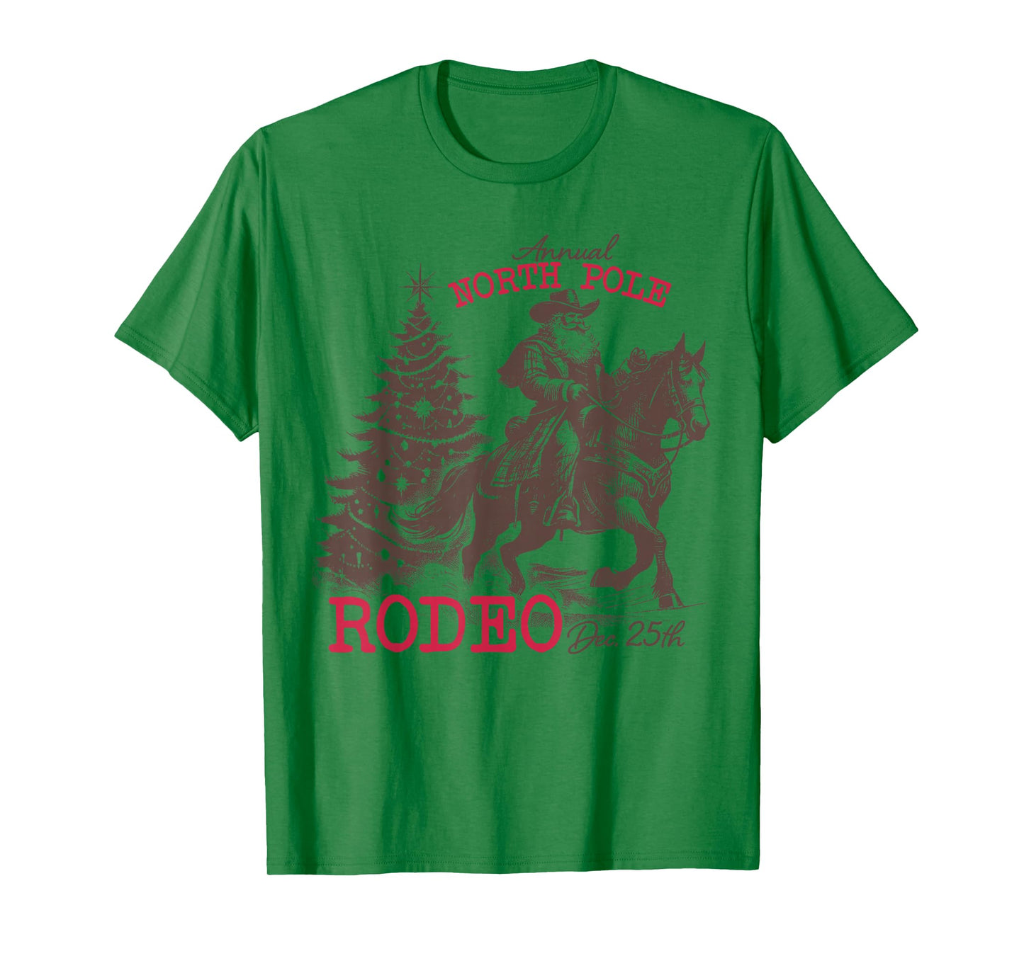 Annual North Pole Rodeo Santa Western Cowboy Christmas Retro T-Shirt