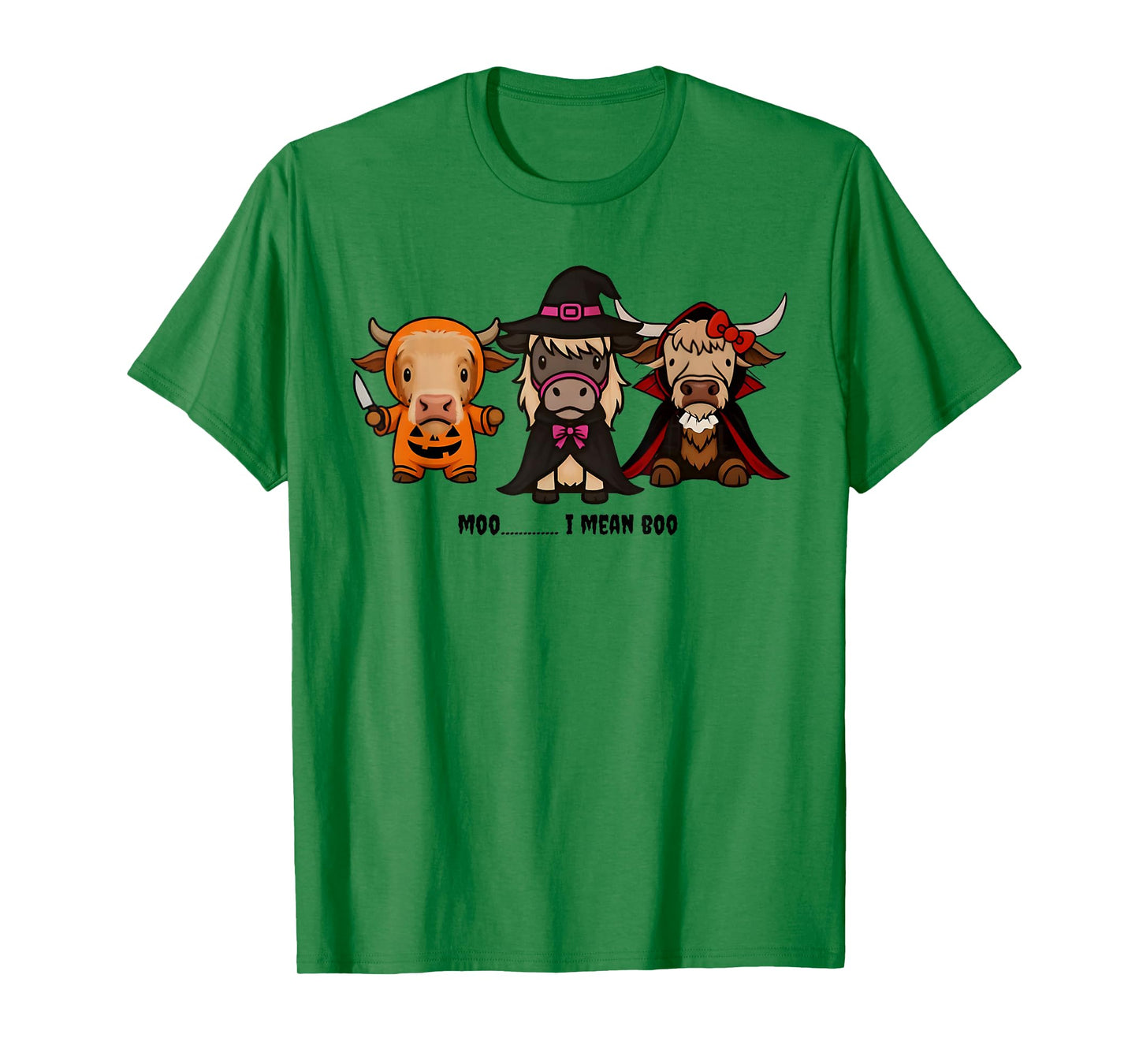 Moo I Mean Boo Cute Cow Halloween Witch Vampire Pumpkin T-Shirt