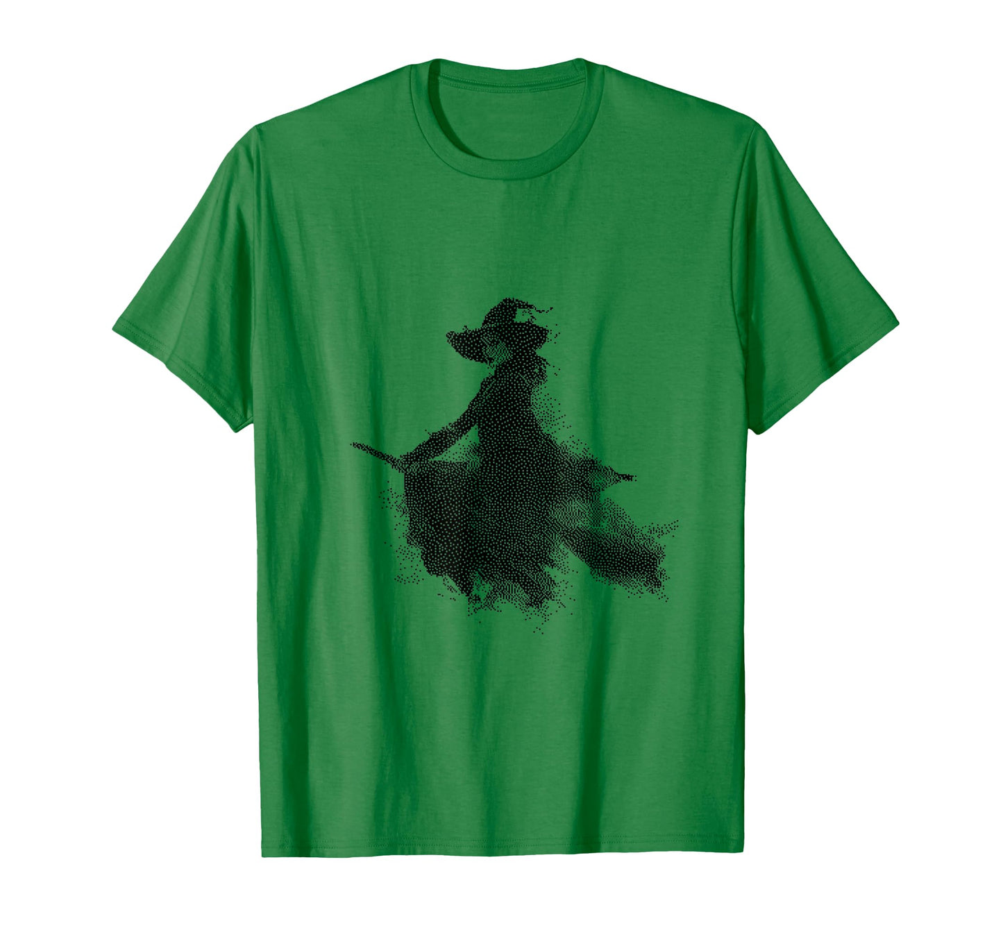Spooky Witch Riding Broom Halloween Art T-Shirt