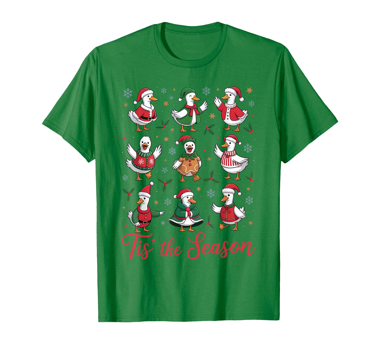 Retro Silly Goose Santa Cute Merry Christmas Tis The Season T-Shirt