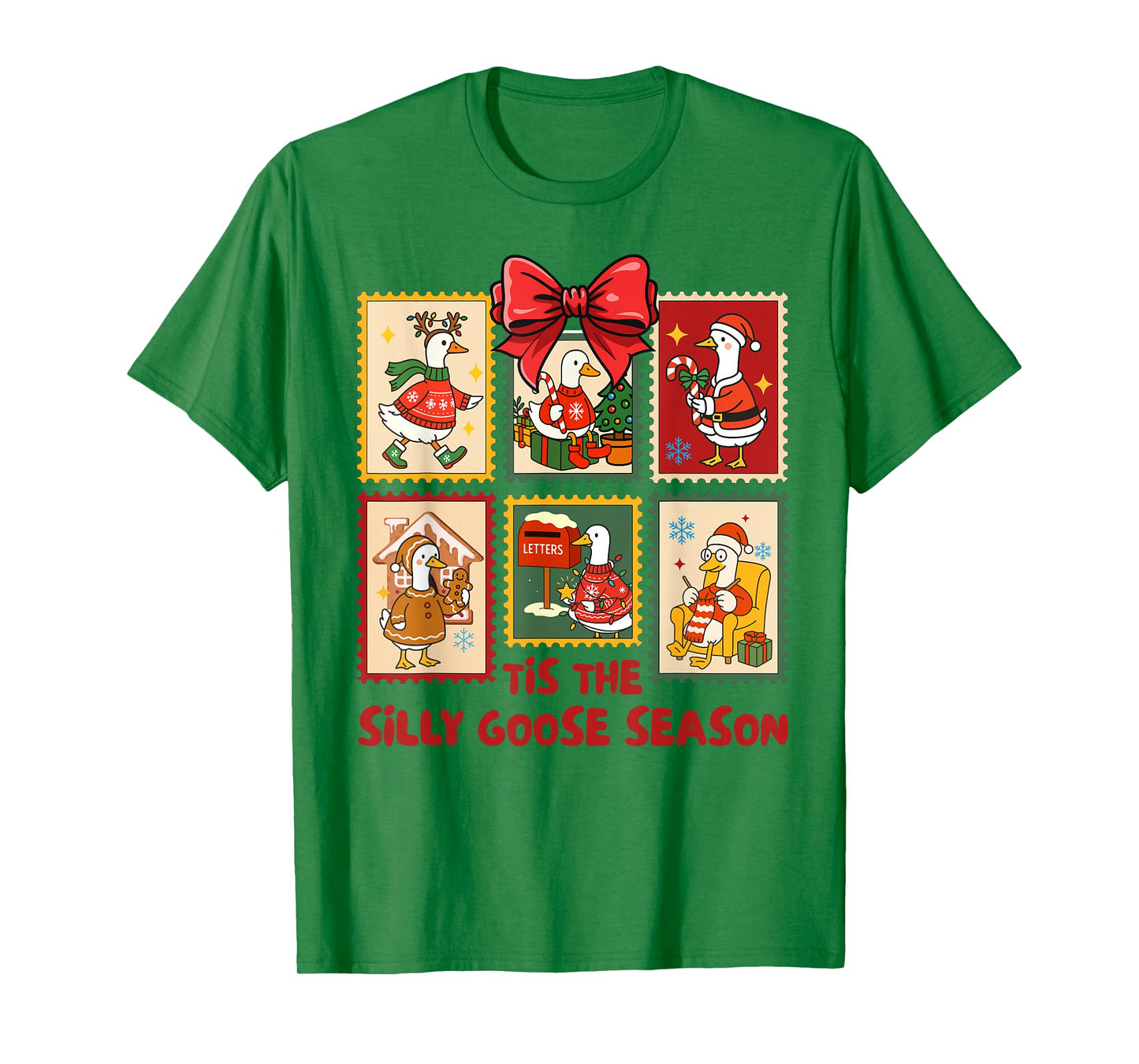 Christmas Xmas Vibes Tis The Silly Goose Season Stamps T-Shirt
