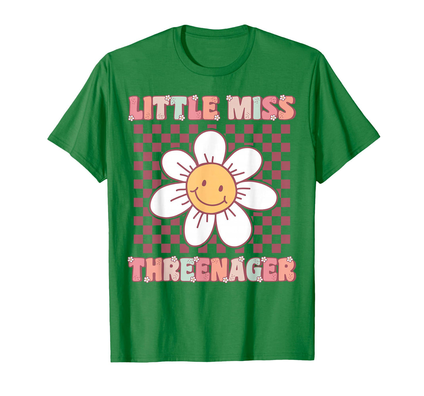 Little Miss Threenager Cute Groovy 3rd Birthday Party Flower T-Shirt