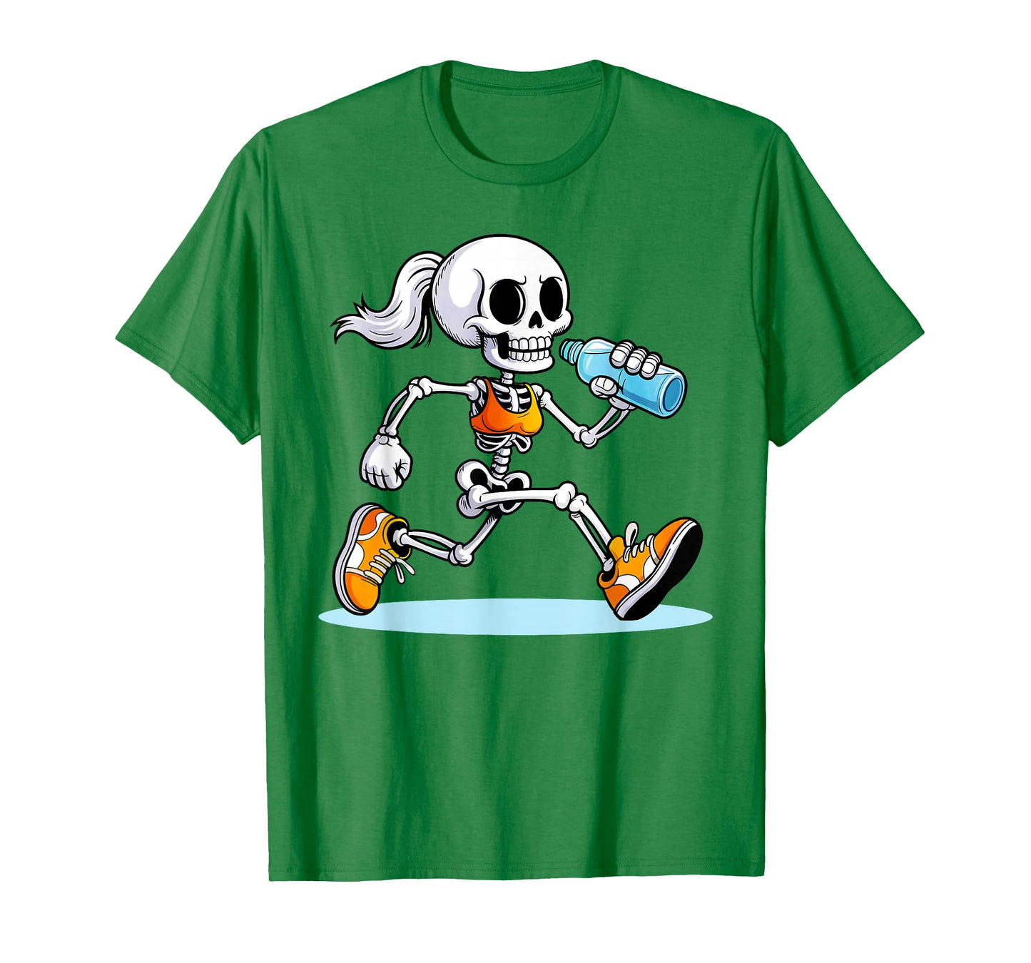 Retro Running Skeleton Halloween Marathon Costume Women T-Shirt