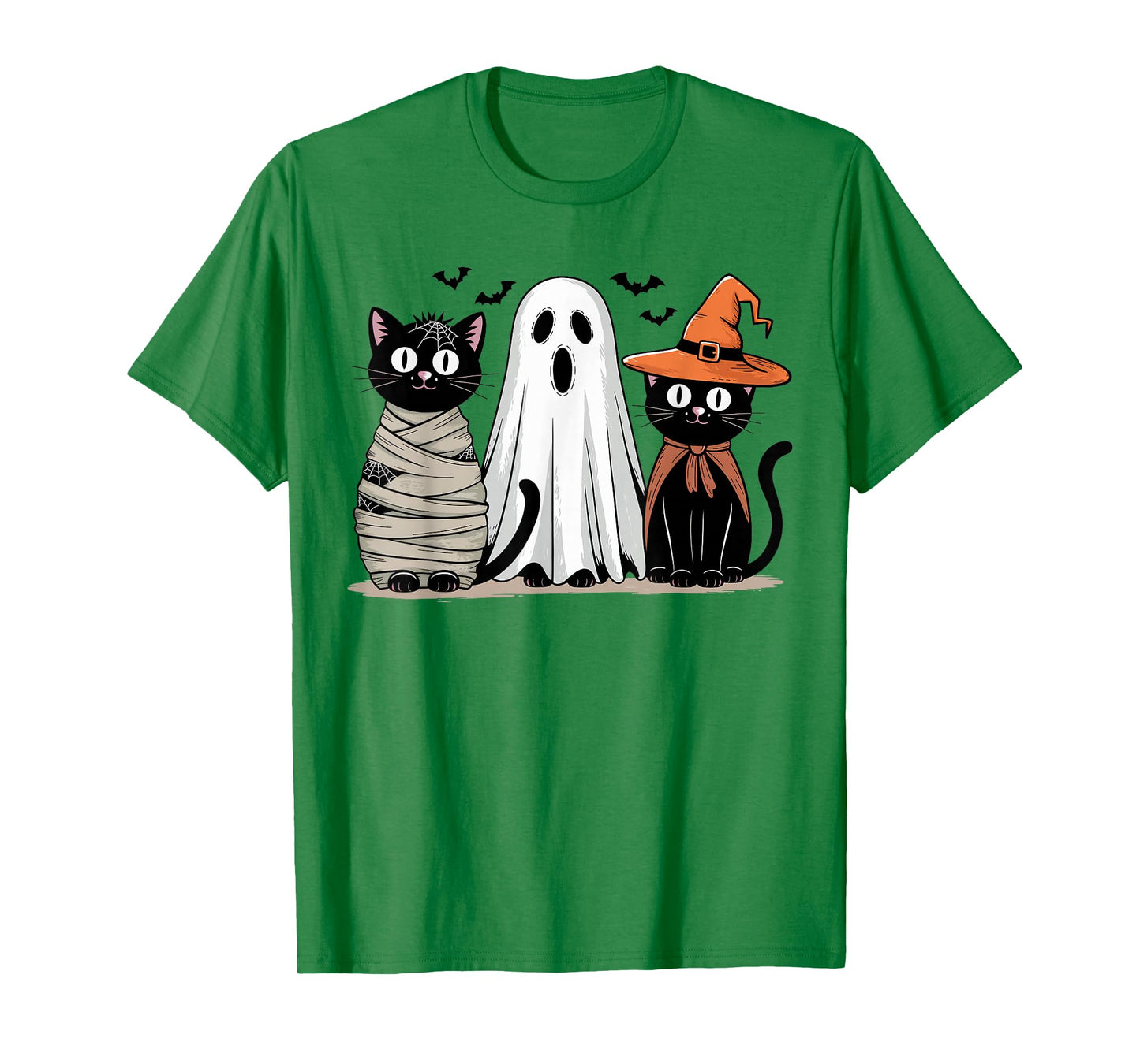 Vintage Halloween Black Cat Mummy Ghost Witch Retro Spooky T-Shirt