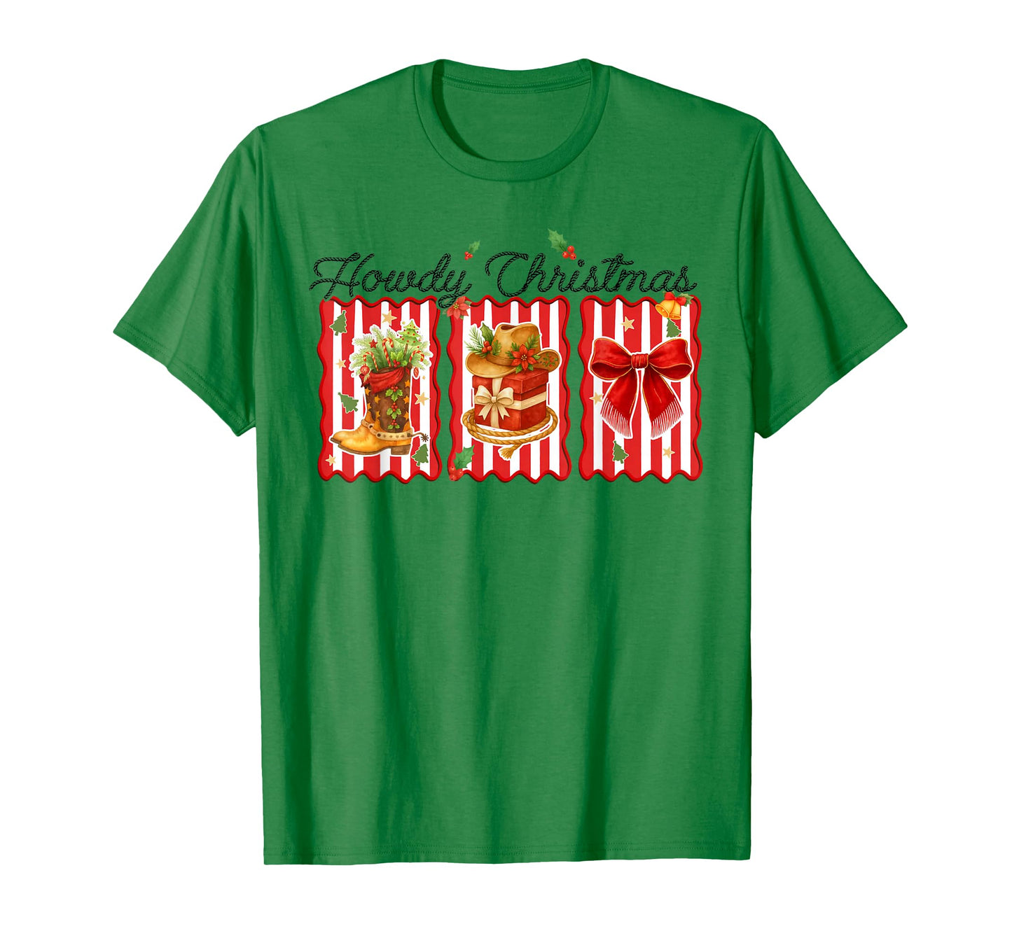 Howdy Christmas Western Coquette Bow Cowboy Cowgirl Santa T-Shirt