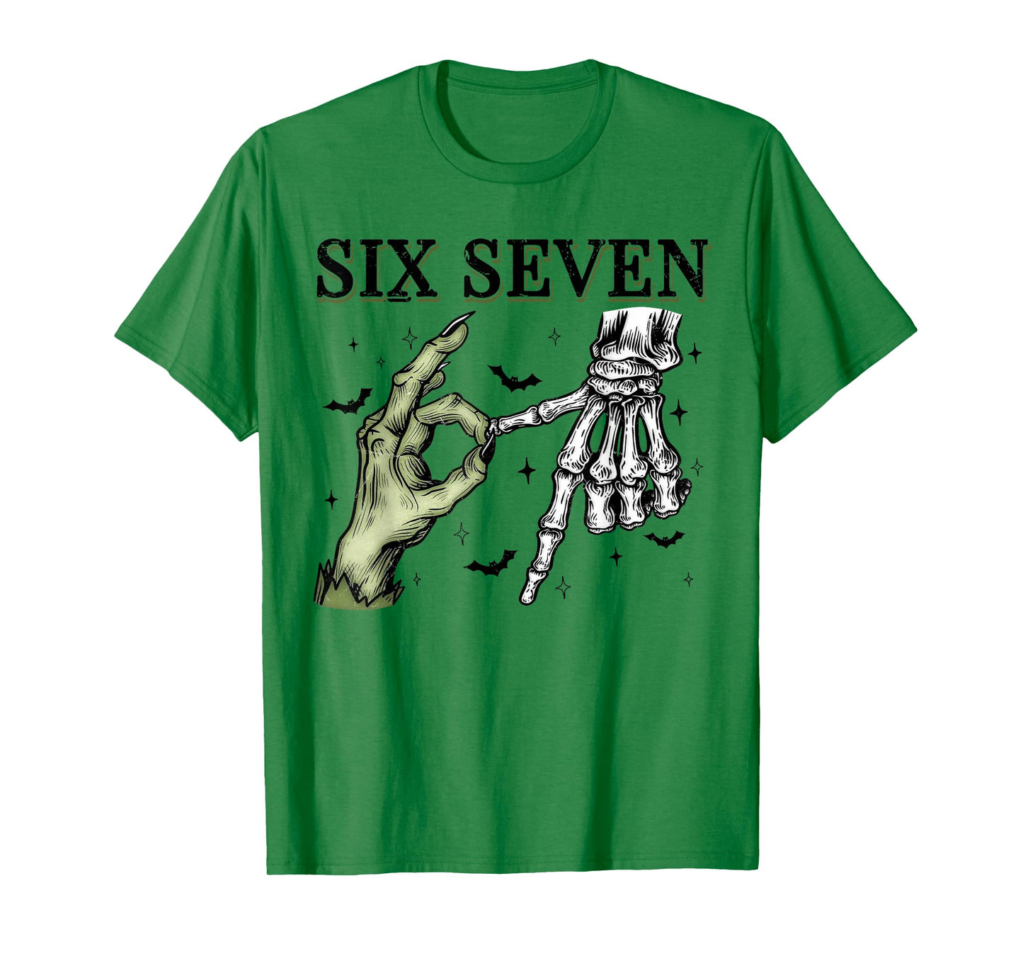 Six Seven 6 7 Meme Funny Witch Skeleton Hands T-Shirt
