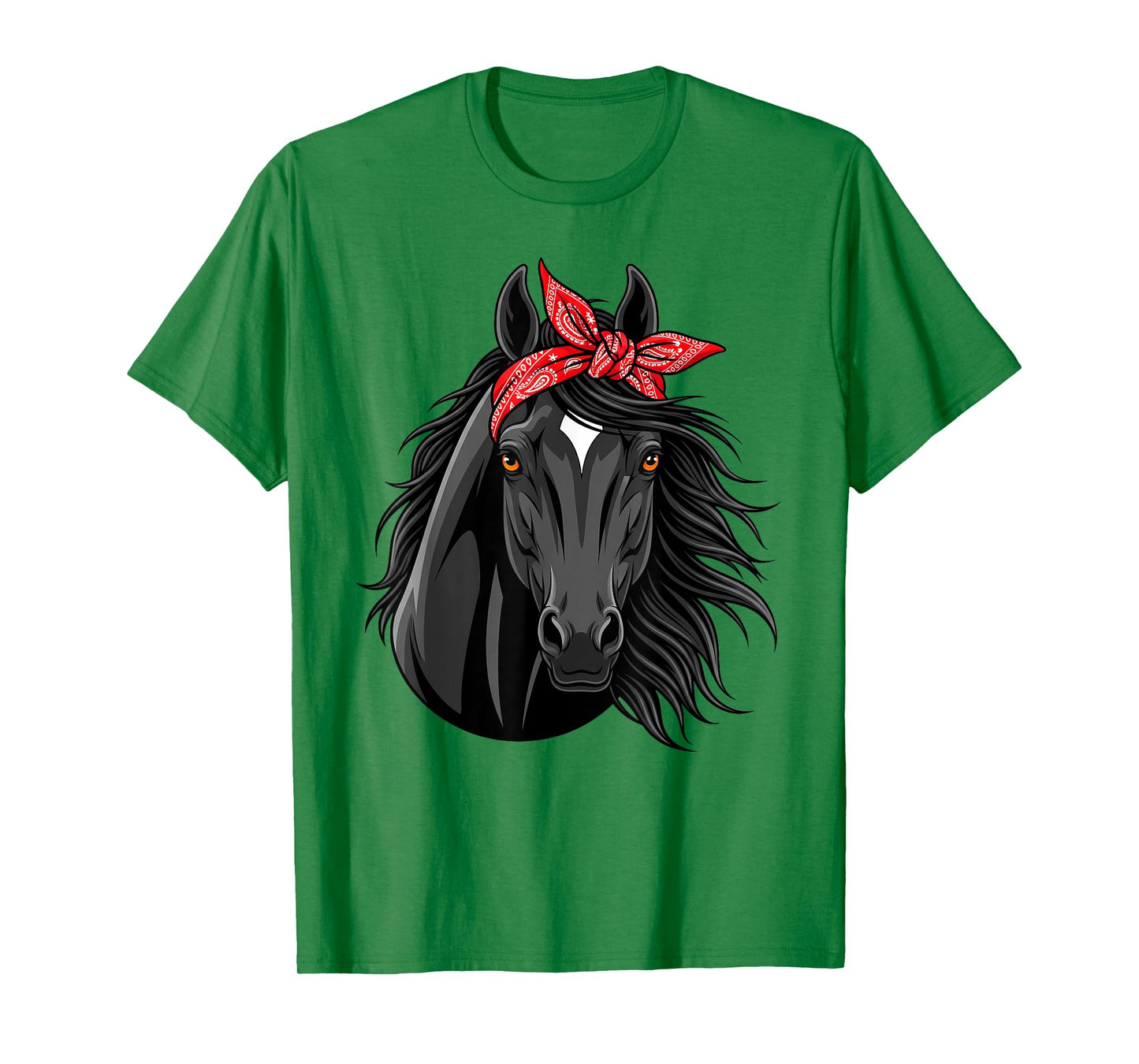 Funny Horse Lovers Tee | Red Bandana Print for Girls & Women T-Shirt