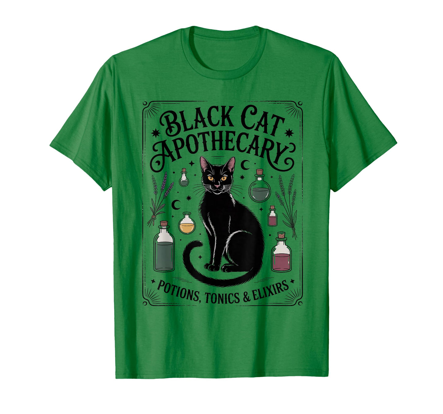 Black Cat Apothecary Potions Spooky Magic Halloween Herbal T-Shirt