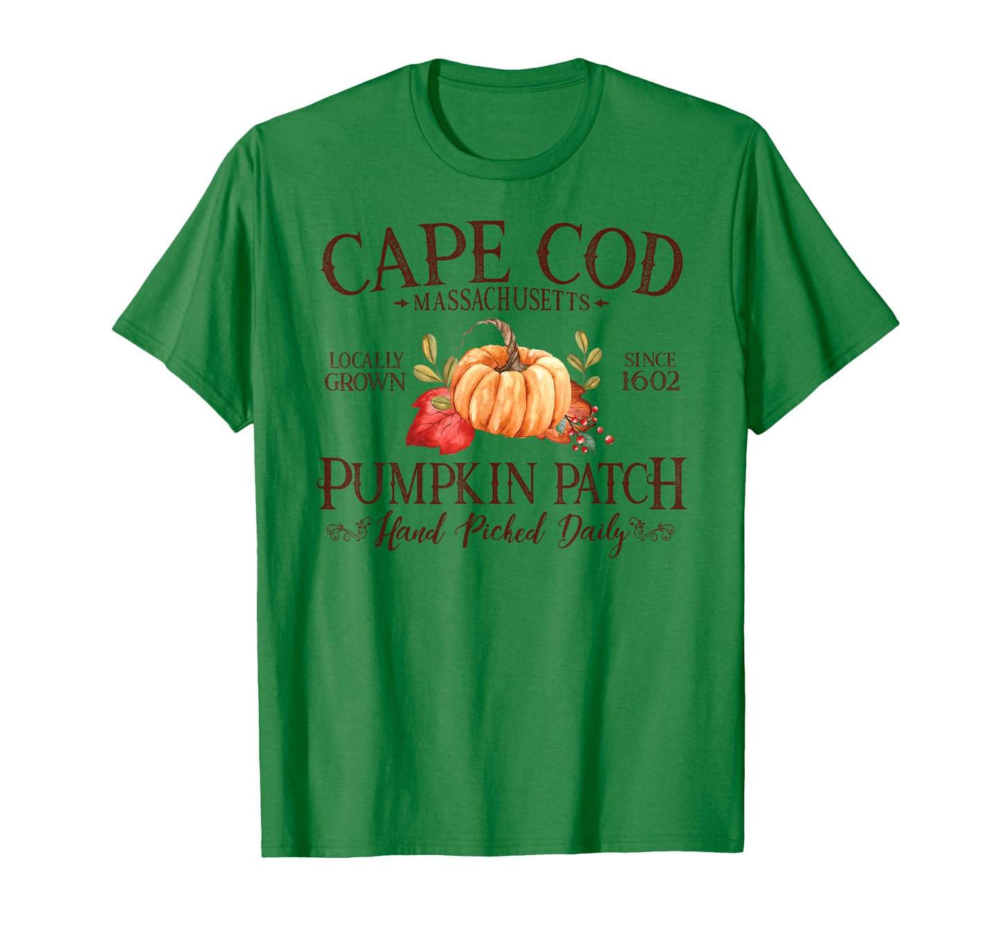 Cape Cod Massachusetts Pumpkin Patch Fall Burgundy Letters T-Shirt