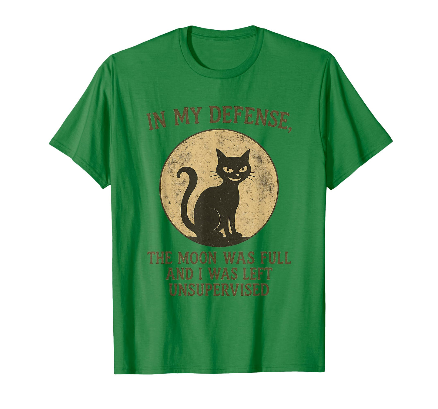 Funny Black Cat Full Moon Unsupervised Witchy Halloween Meme T-Shirt