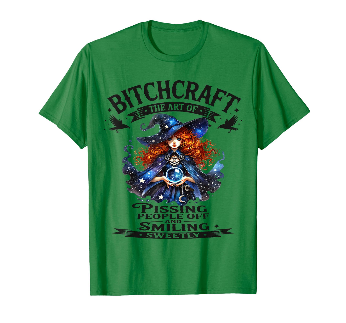Halloween Vintage Witch Bitchcraft Gothic Sassy Pin Up Girl T-Shirt