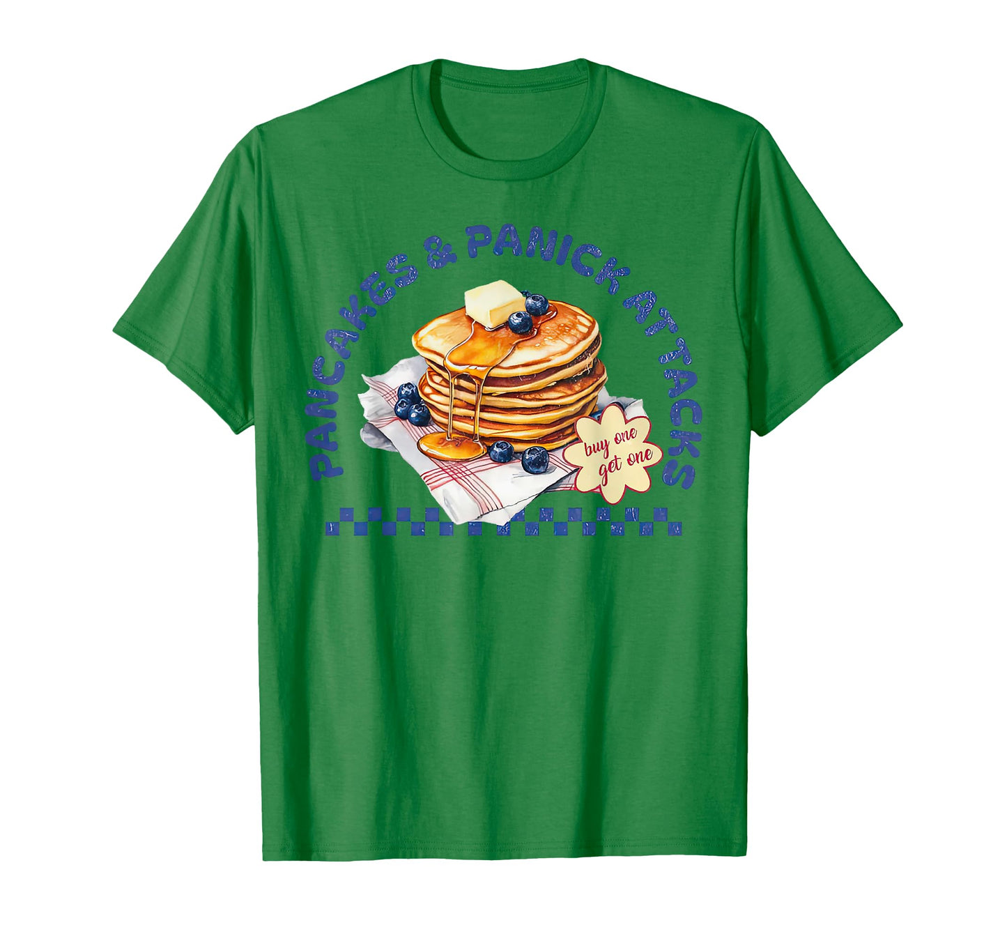 Pancakes and Panic Attacks Funny Retro T-Shirt