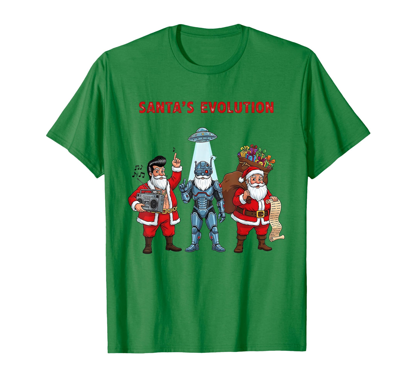 Santa Evolution Robot Classic Future Funny Christmas for Dad T-Shirt
