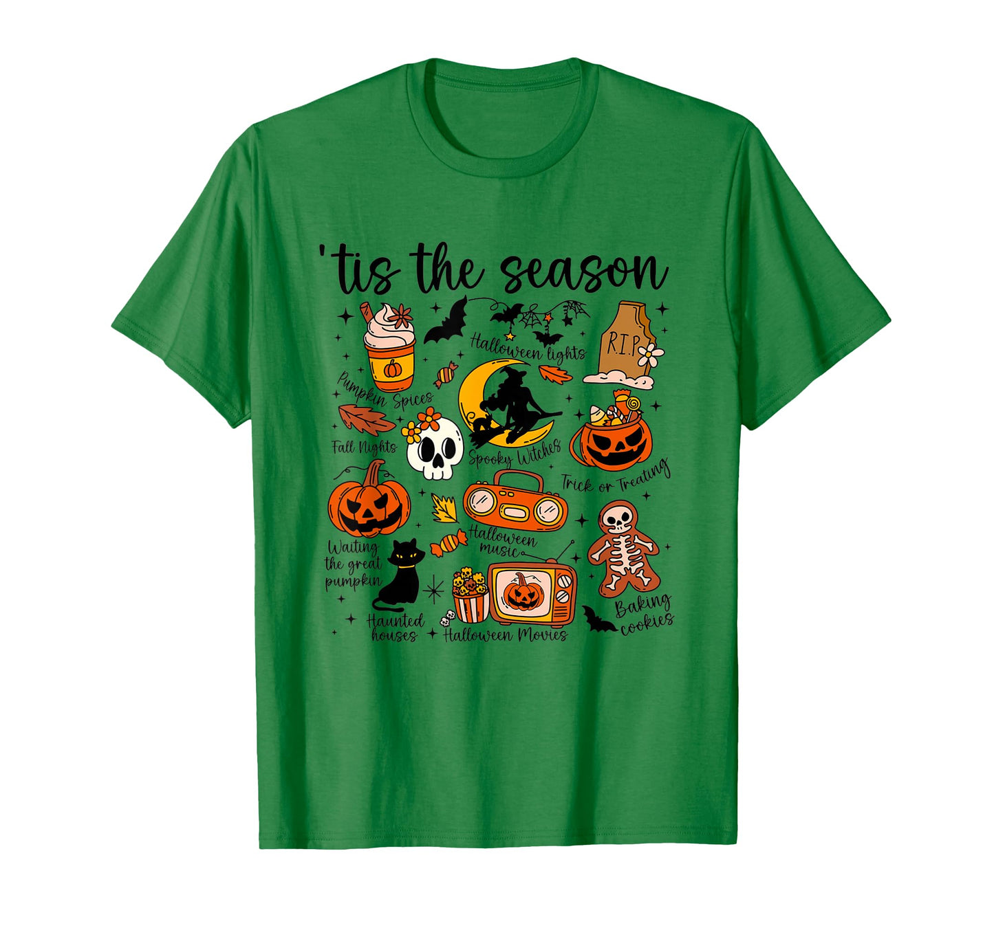 Women Vintage Halloween Tis' The Season Pumpkin Witch T-Shirt