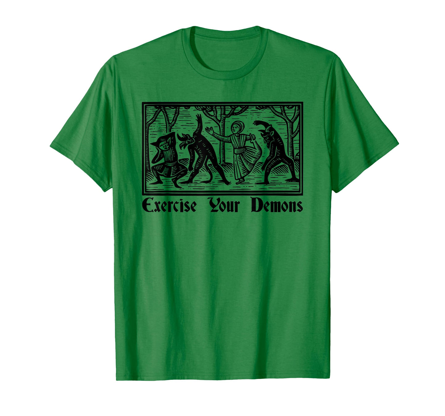 Funny Goth Exercise Your Demons Design T-Shirt