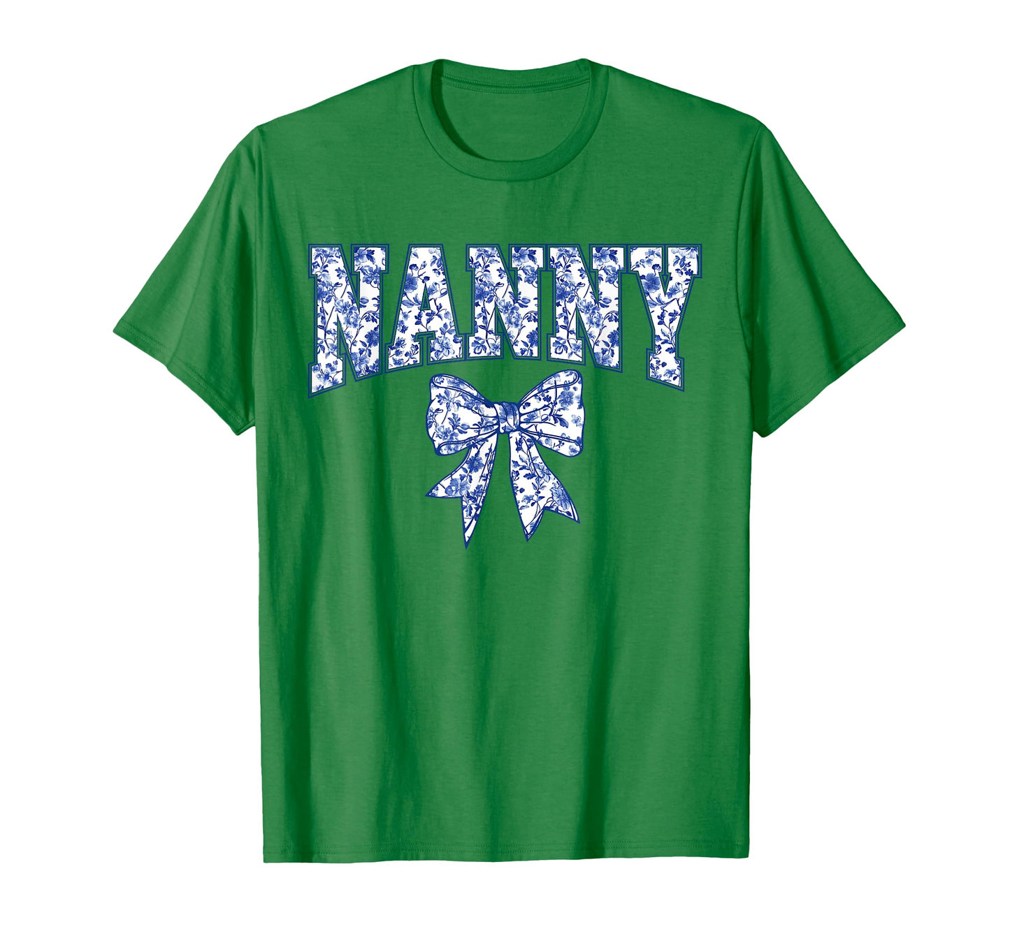 Nanny Coquette Toile Blue Bow Floral Mother's Day Family T-Shirt