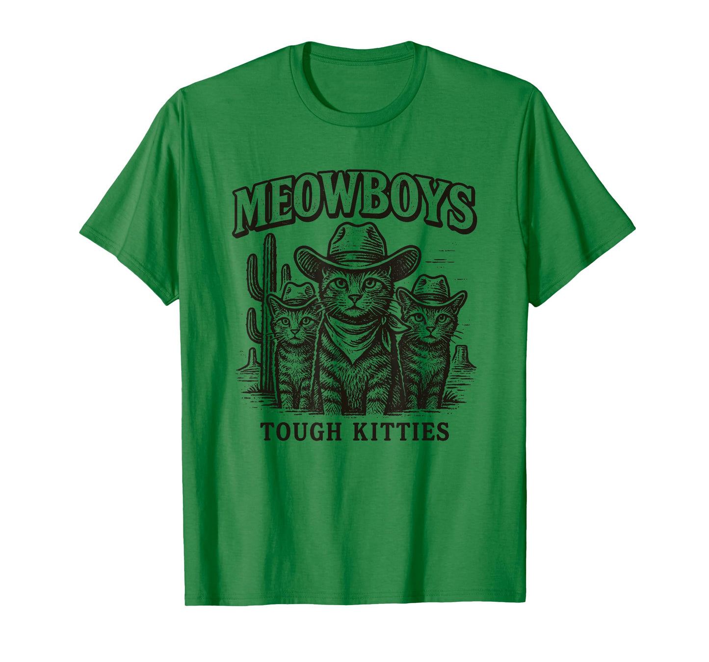 Meowboys Tough Kitties Country Western Cowboy Cat T-Shirt