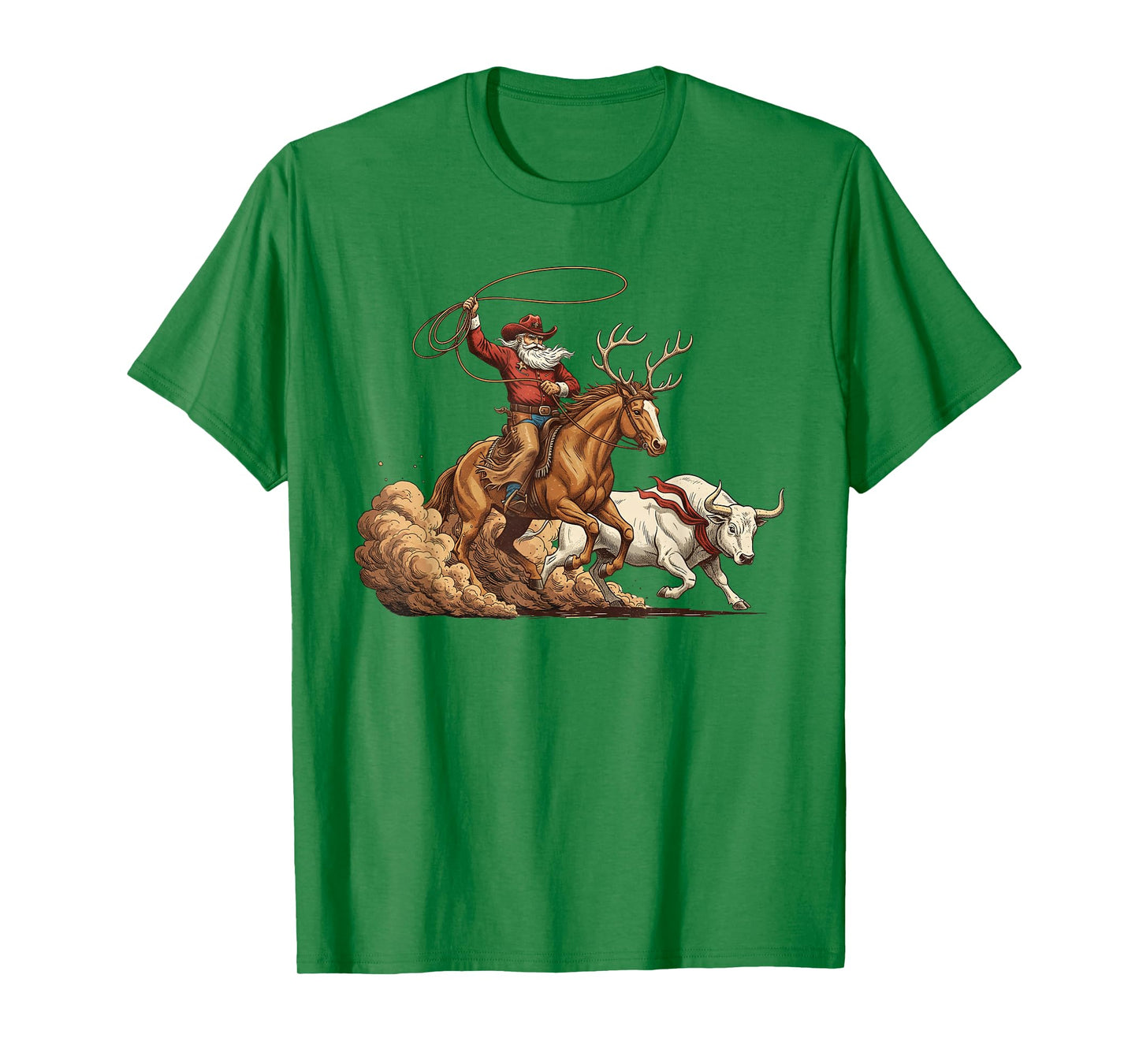 Horse Cow Cowboy Santa Western Roping Christmas Country Xmas T-Shirt