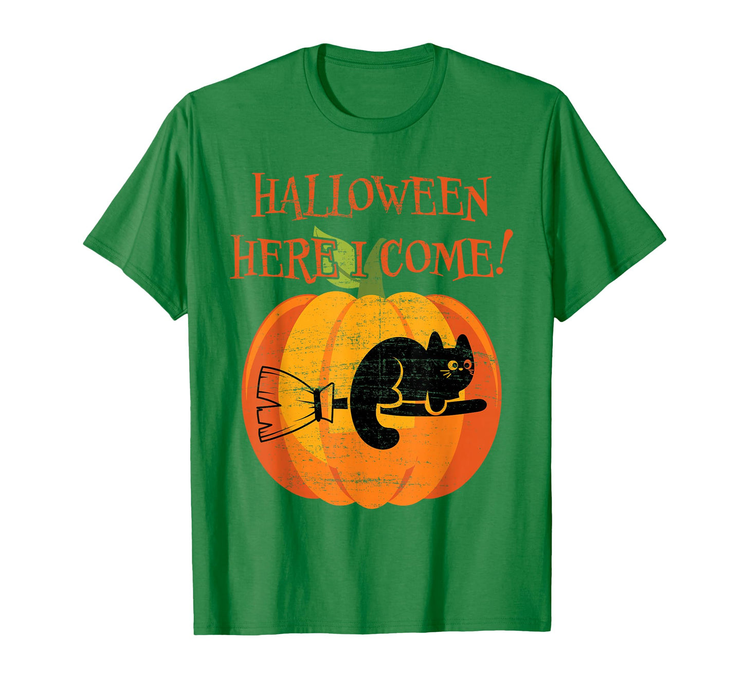 Funny Cat Lady Halloween Pumpkin Witch Black Cat Costume Cat T-Shirt