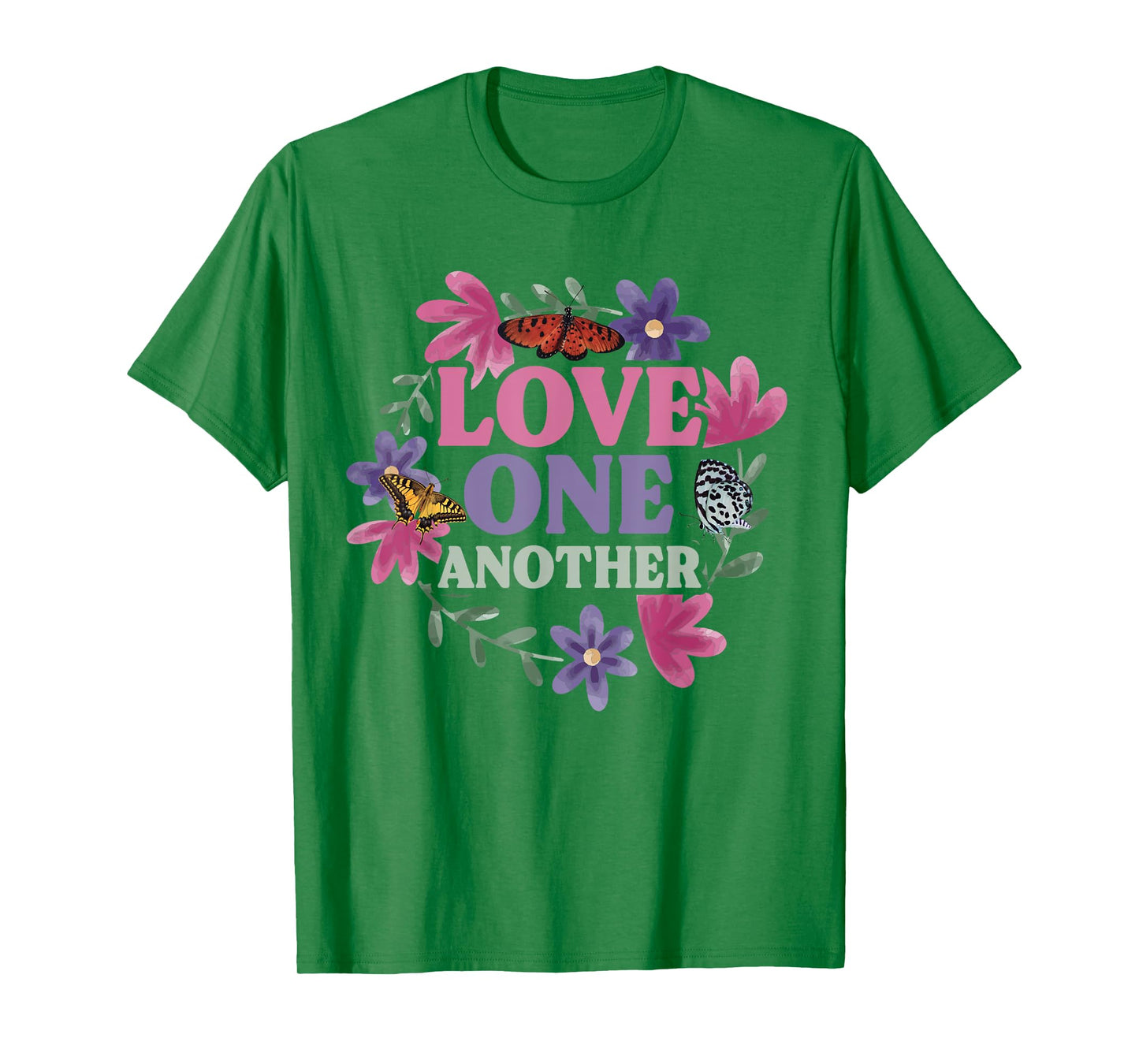 Love One Another - Butterfly Flower Religious Christian T-Shirt